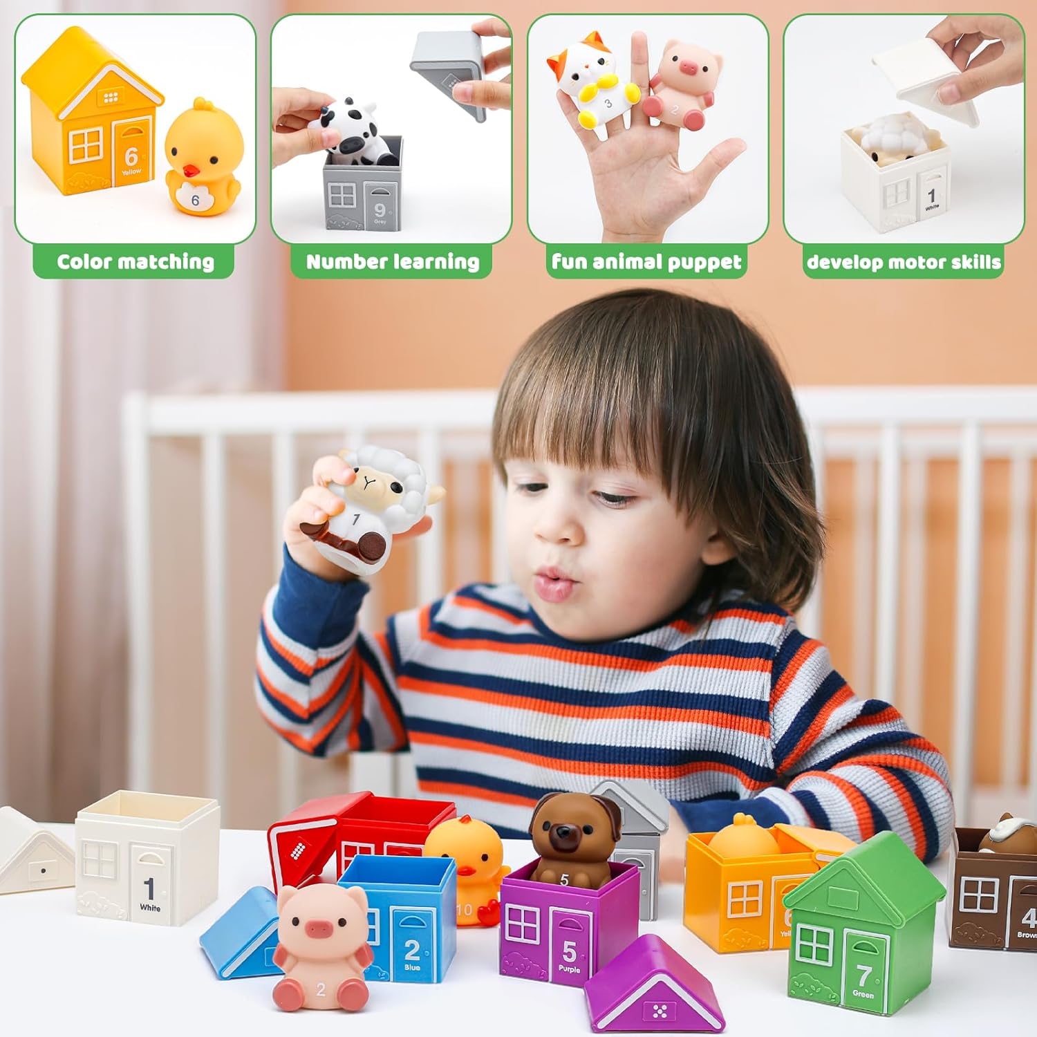 Detalle 2 de HappyGoLucky toddler farm animal toys for ages 1–4