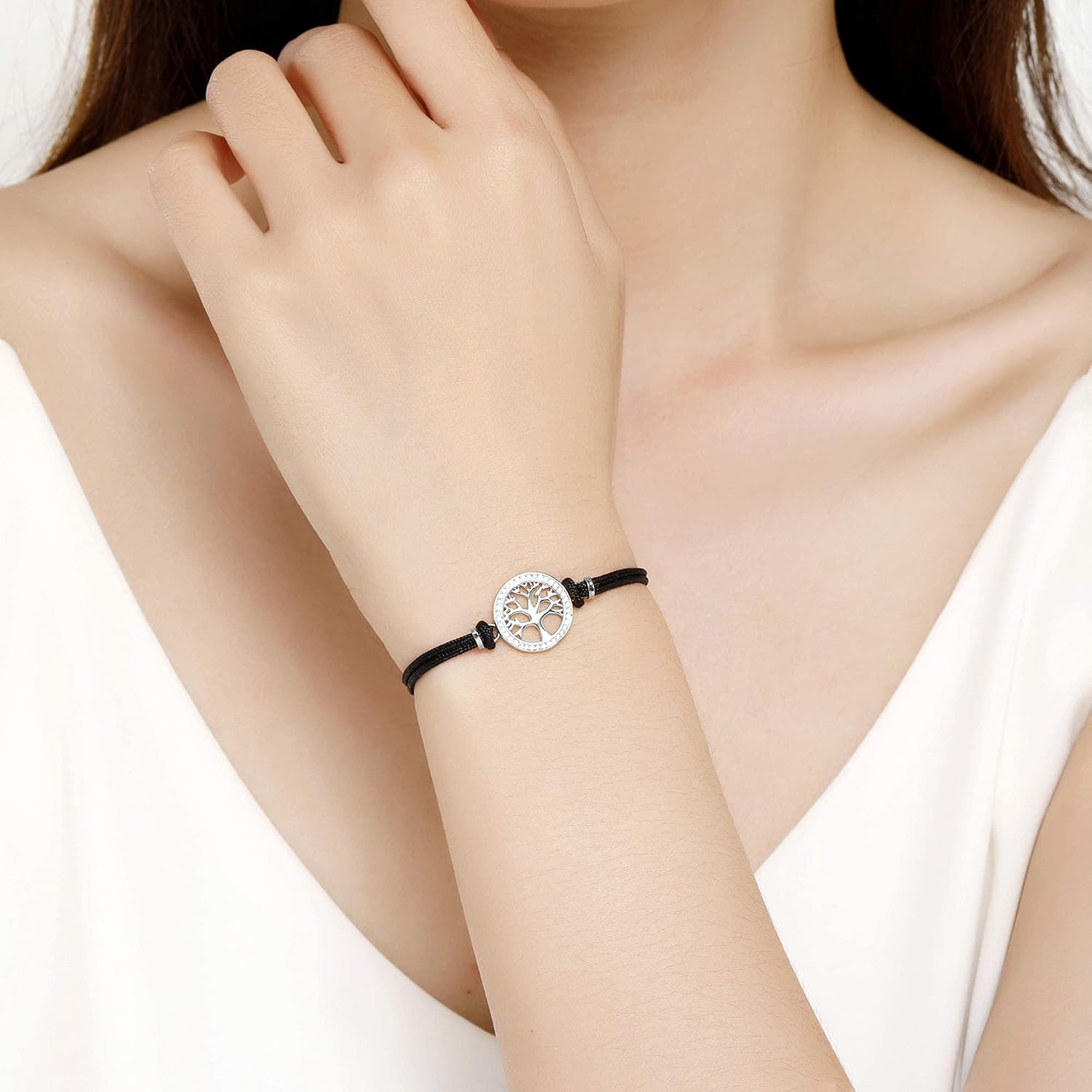 Detalle de Bracelet Arbre de Vie Jrêveinfini en argent 925 S pour femme, enfant, porte-bonheur – réglable