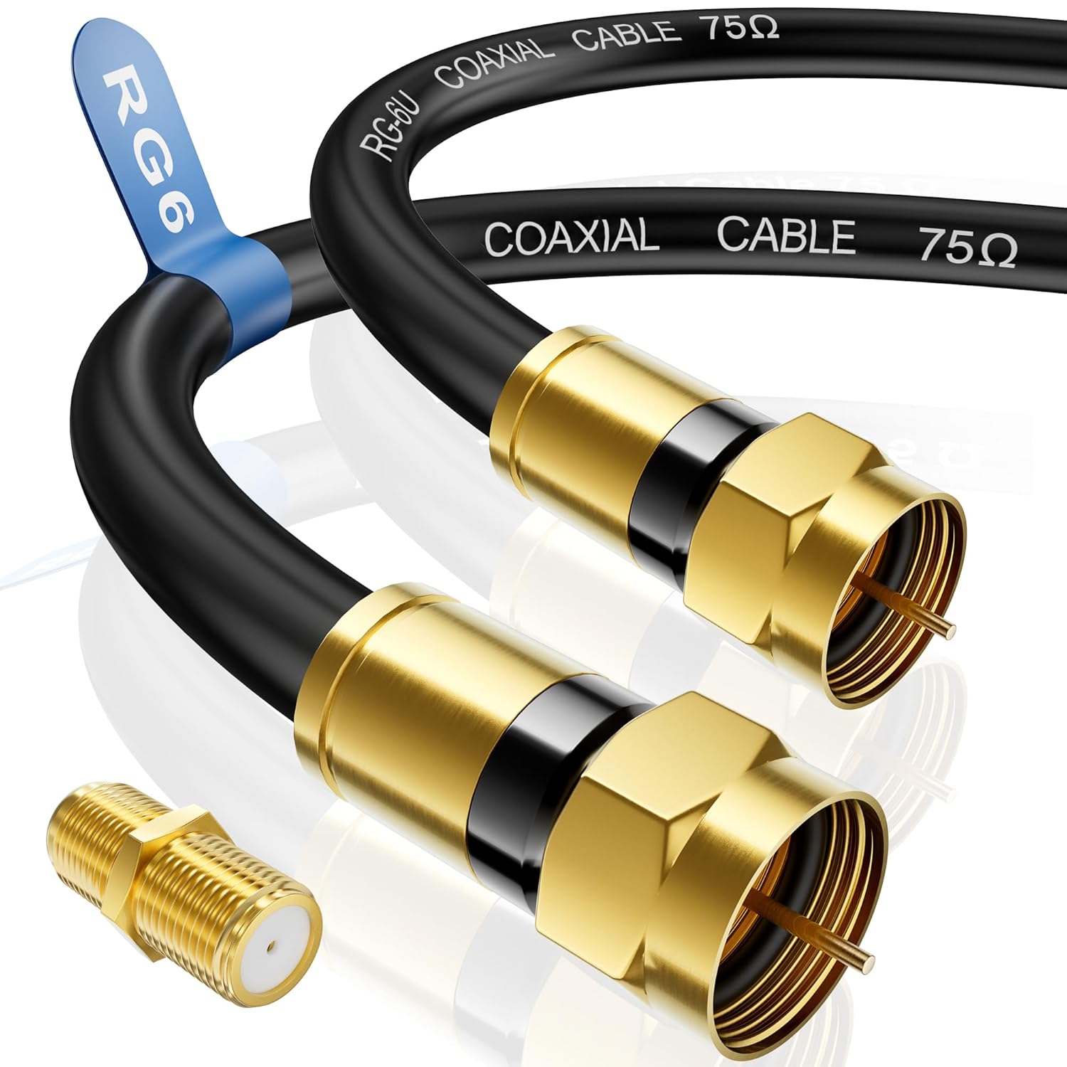 Detalle de Nixsto RG6 Coaxial Cable with Gold F-Type Connectors (Various Lengths)