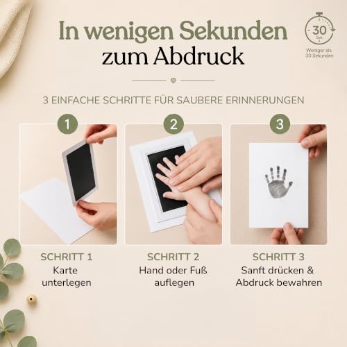 Detalle 2 de Babywak Baby Fuß- und Handabdruck-Set – Abdruckset ohne Tinte, für 0–6 Monate