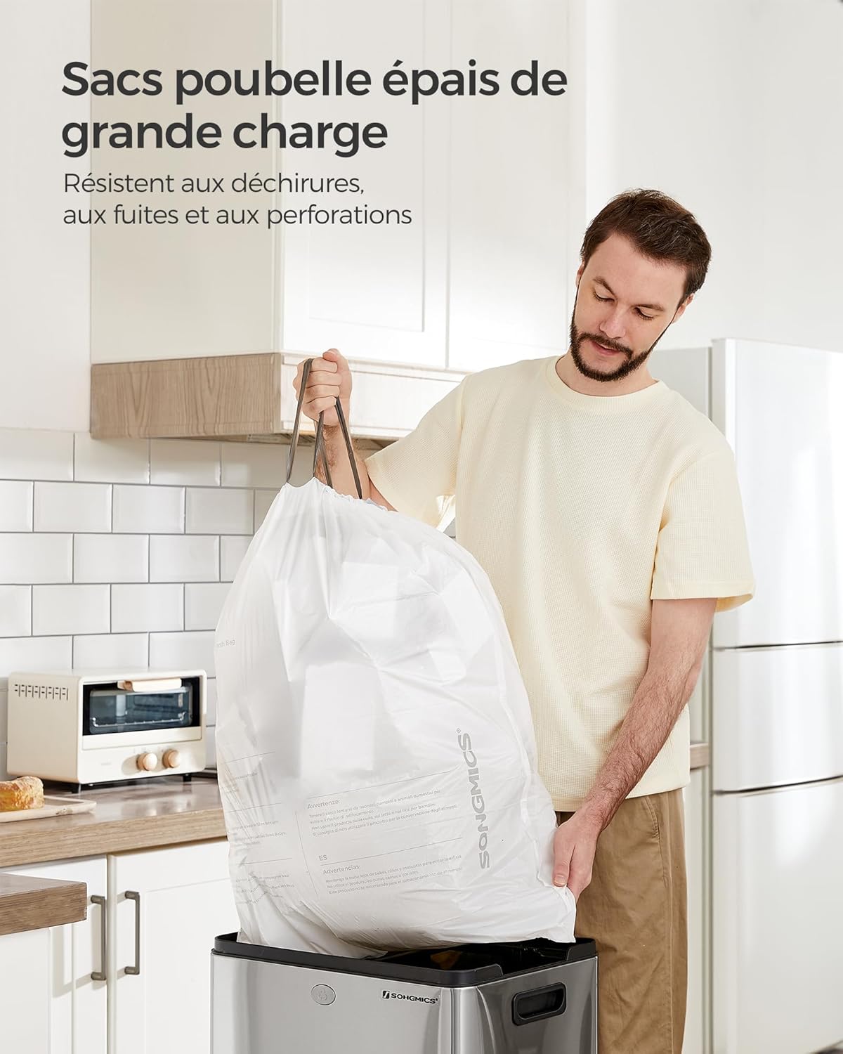 Detalle 2 de SONGMICS Sacs Poubelles 50 L Résistants