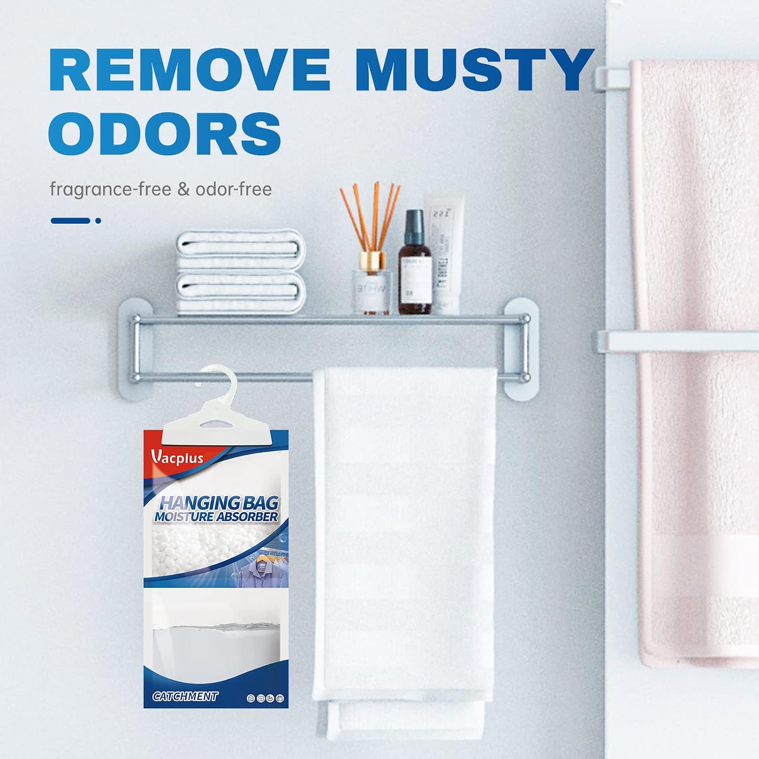 Detalle 2 de Vacplus Moisture Absorbers Packets, Fragrance Free 20 Pack – Hanging Dehumidifier Bags