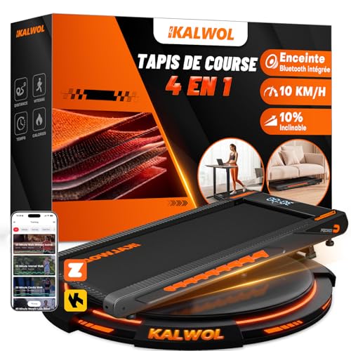 Detalle de KALWOL Tapis de Course 6 en 1 avec Inclinaison 10% et Enceinte Bluetooth – 160 kg – 2,75 CV – 1 à 10 km/h