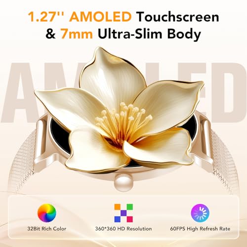 Detalle 2 de Taopodo JX523 Damen Smartwatch – 1,27-Zoll AMOLED, IP68, 120+ Sportmodi, Roségold
