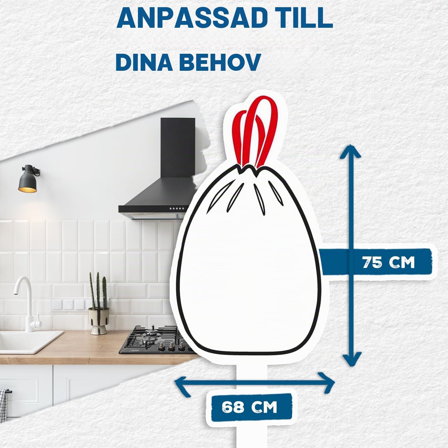 Detalle 2 de Alfapac CXV05010 soppåsar 50 l i vegetabilisk bioplast med glidband