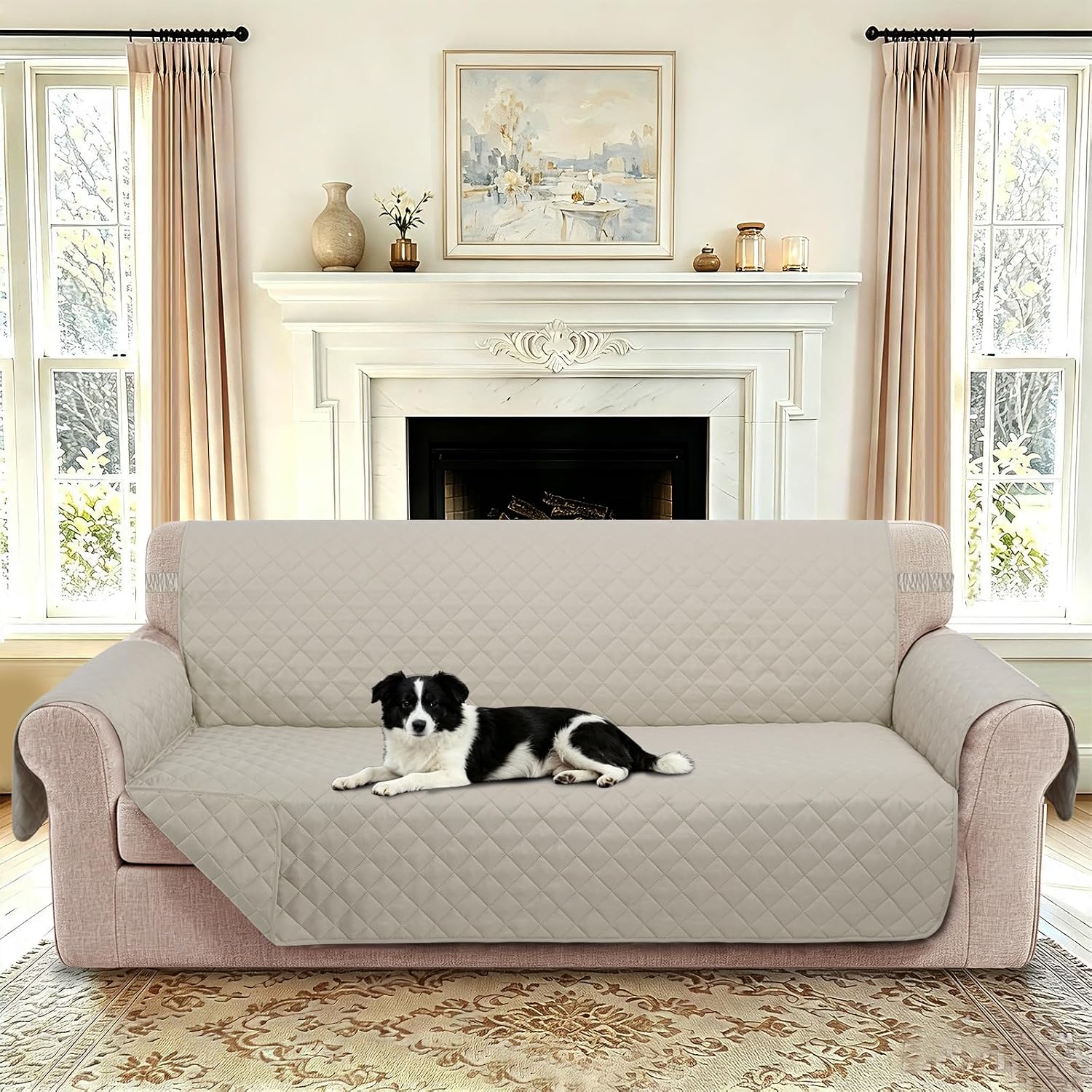 Detalle 2 de Luxshare Home Reversible 4 Seater Sofa Cover 91 Inch Beige ๐