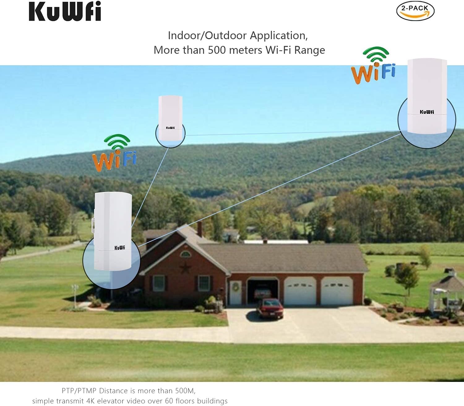 Thumbnail 3 de KuWFi CPE70R Accesso Point esterno wireless 300 Mbps con bridge PTP/PTMP fino a 1 km