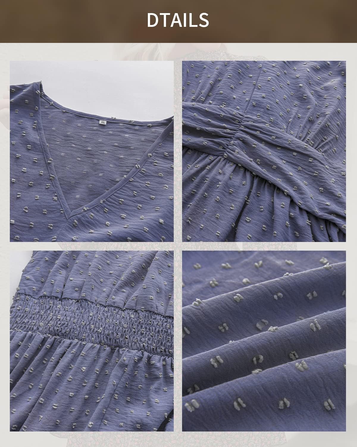 Thumbnail 4 de BebreezChic Damen Sommerkleid „Swiss Dot“ im Boho-Style mit V-Ausschnitt und hoher Taille