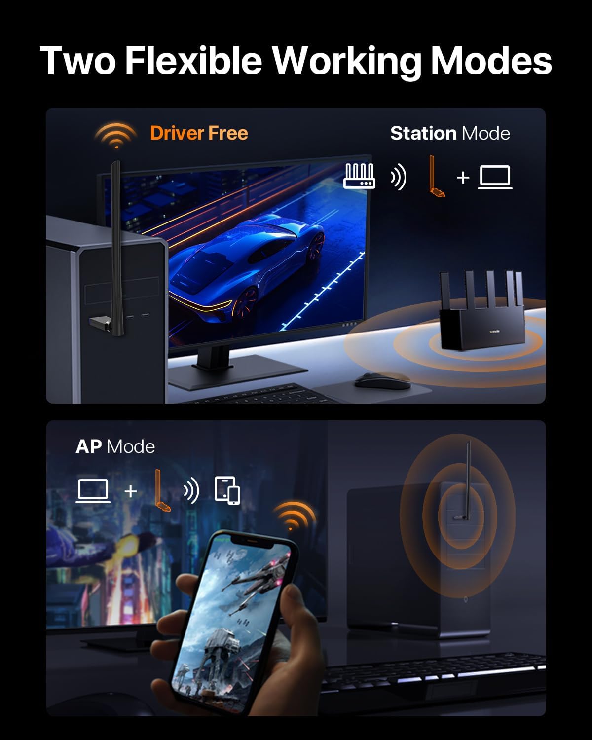 Thumbnail 4 de Tenda AX900 WiFi 6 Dual-Band USB Adapter (U11Pro) with 6dBi Antenna for Windows