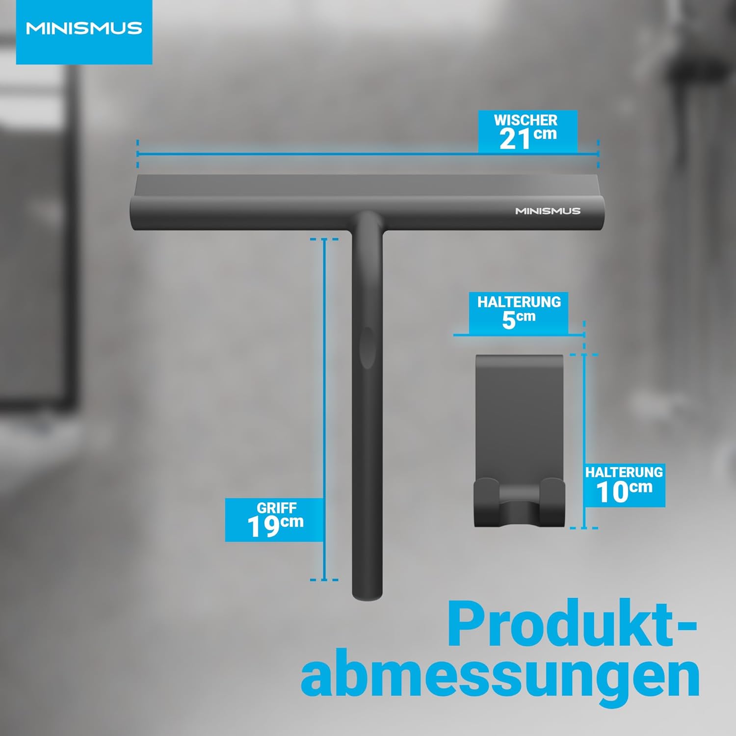 Thumbnail 5 de Minismus Fensterabzieher mit Aufhänger – Profi Duschabzieher aus Silikon, 21 cm, schwarz