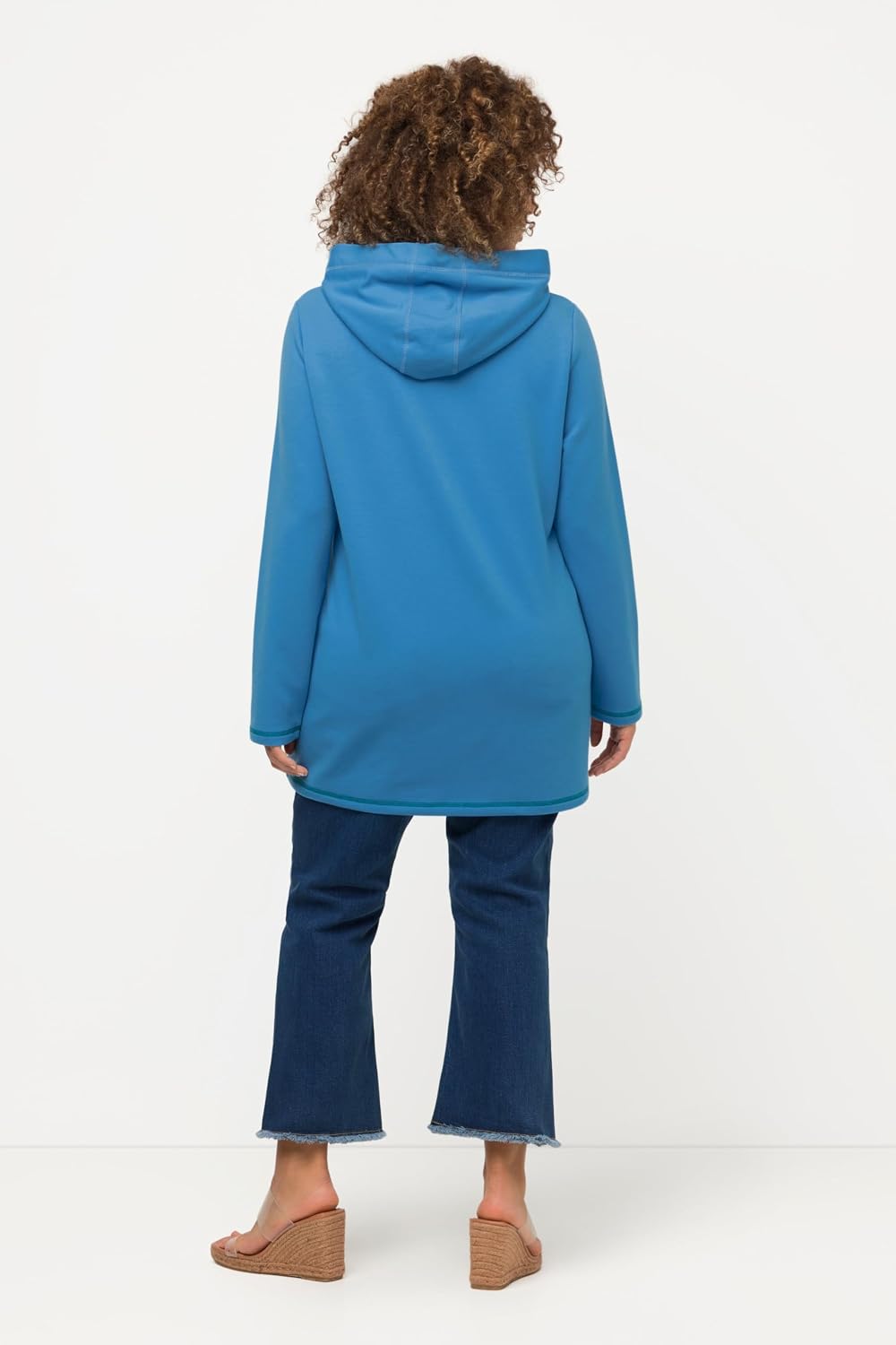Detalle de ULLA POPKEN Hoodie con nastri motivi scritta, cappuccio, maniche lunghe – Felpa donna