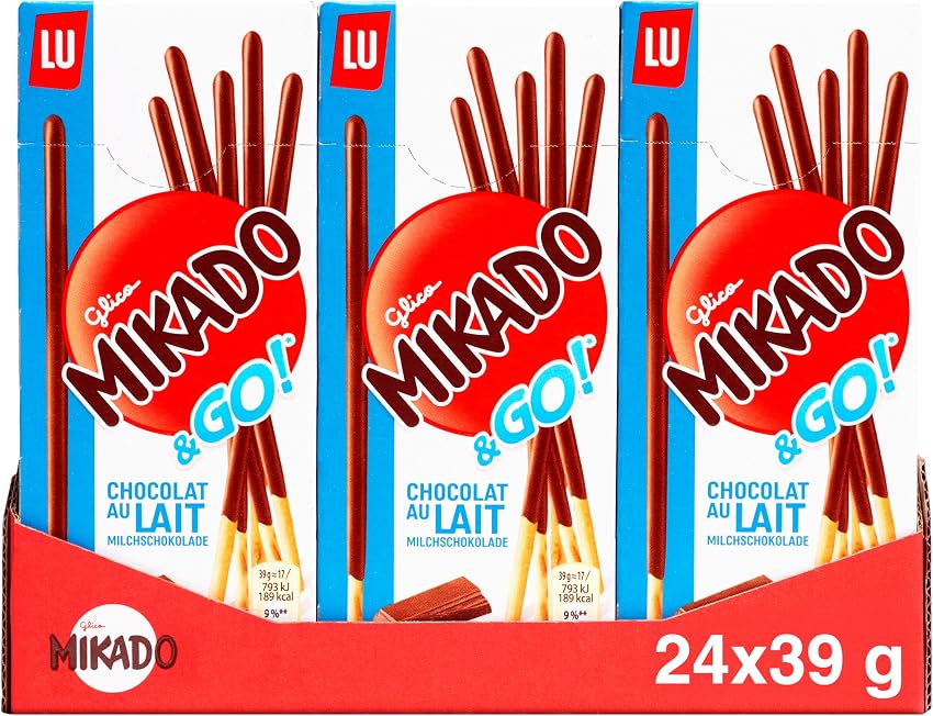 Detalle de Mikado & Go Palitos crujientes con chocolate 24x39 g 🍪