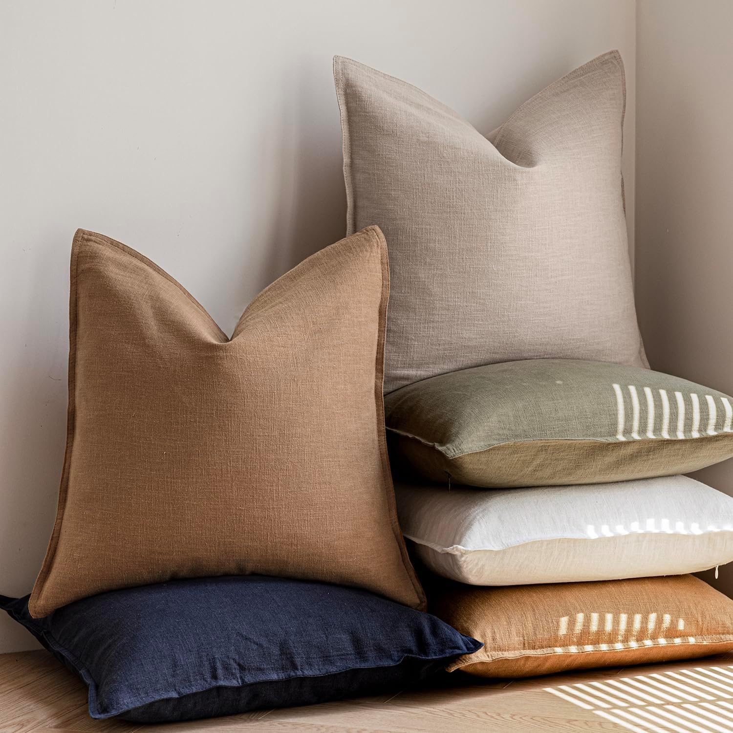 Detalle 2 de Foindtower 20x20 Decorative Linen Throw Pillow Covers (Pack of 2)