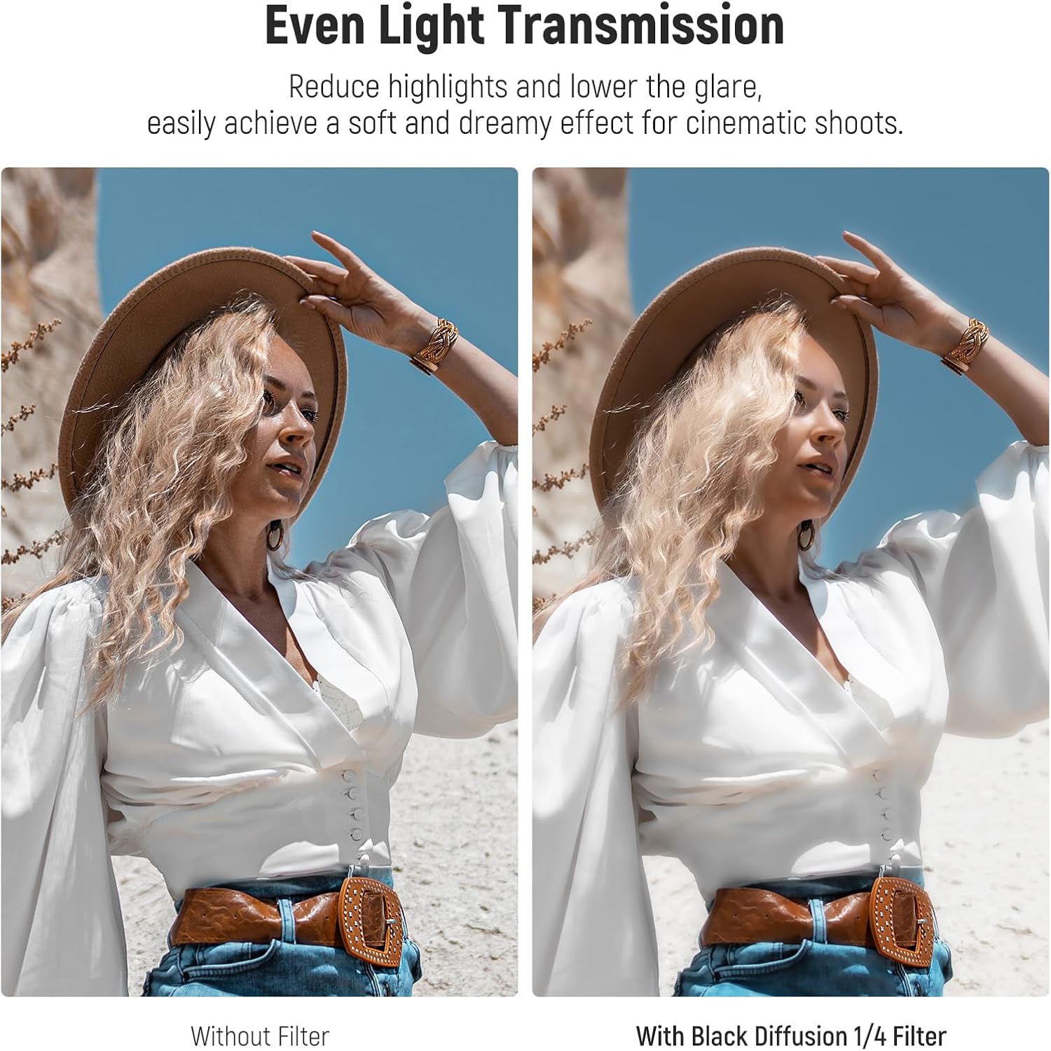 Thumbnail 2 de NEEWER 55mm Black Diffusion 1/4 Diffusionsfilter – dreamy Soft Look für Video, Vlog & Porträts