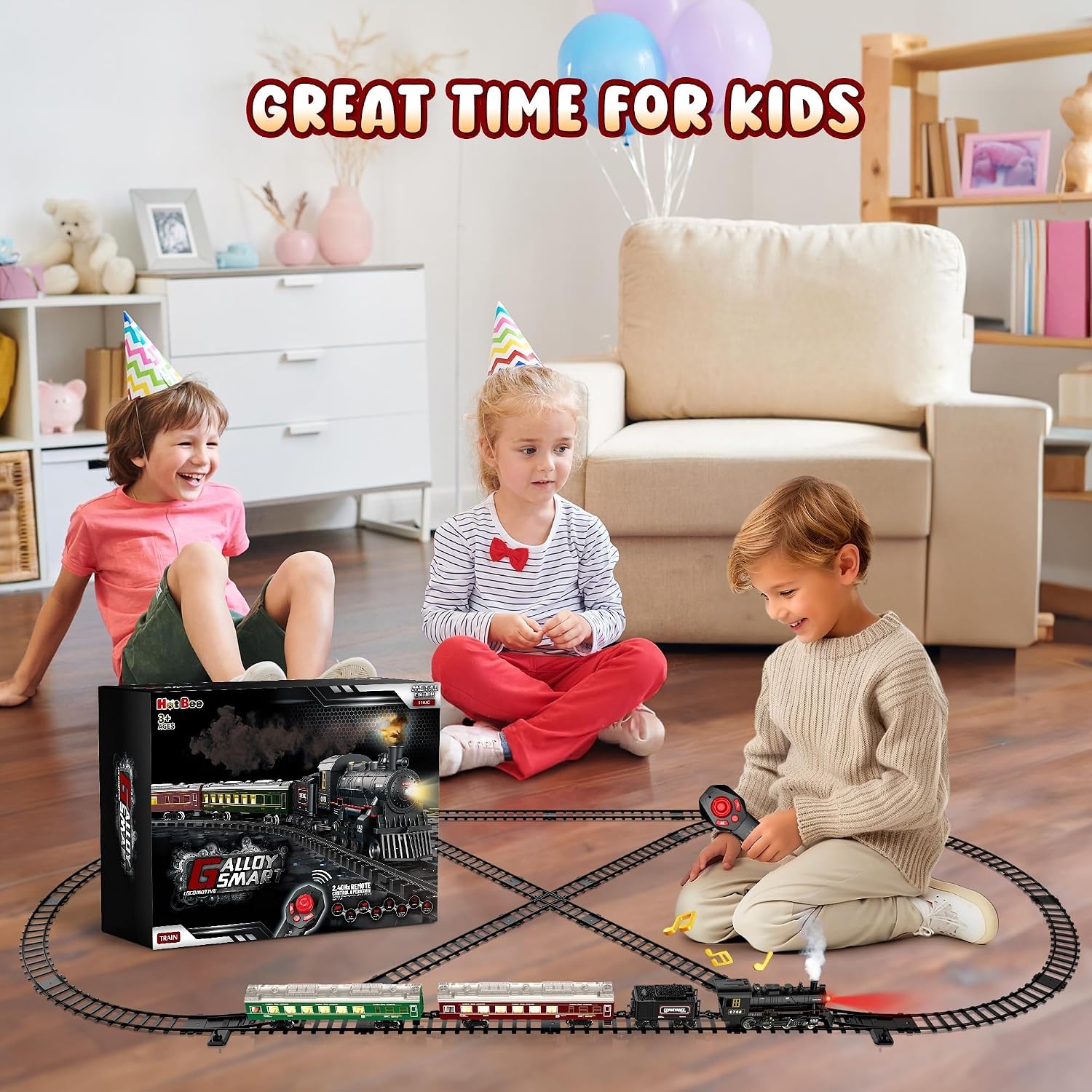 Detalle de Hot Bee HL-rc Remote-Control Train Set with Metal Engine, Smoke and Light-Up Cars