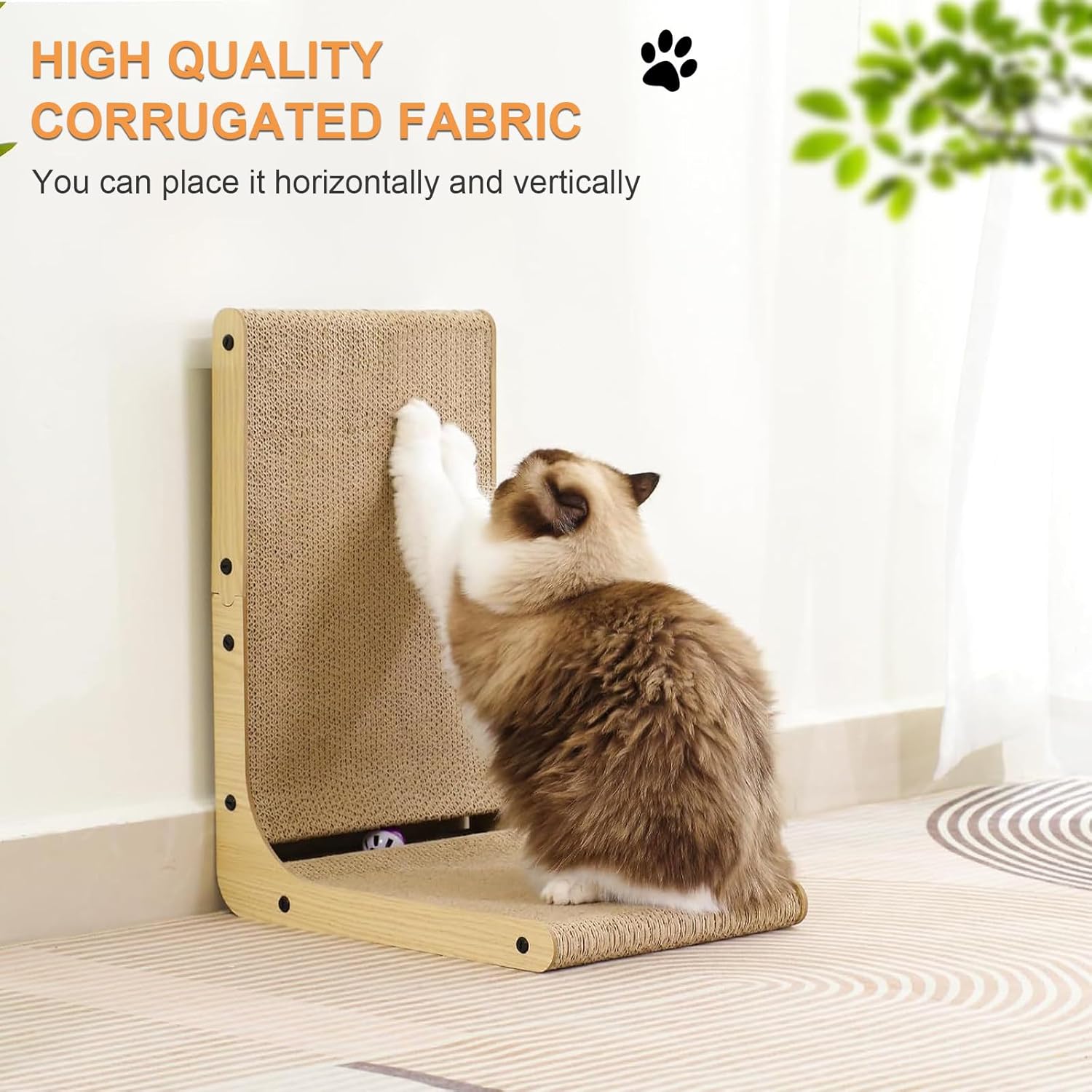 Thumbnail 2 de Cardboard Cat Scratcher, Durable L‑Shaped Cardboard Scratching Board for Indoor Cats