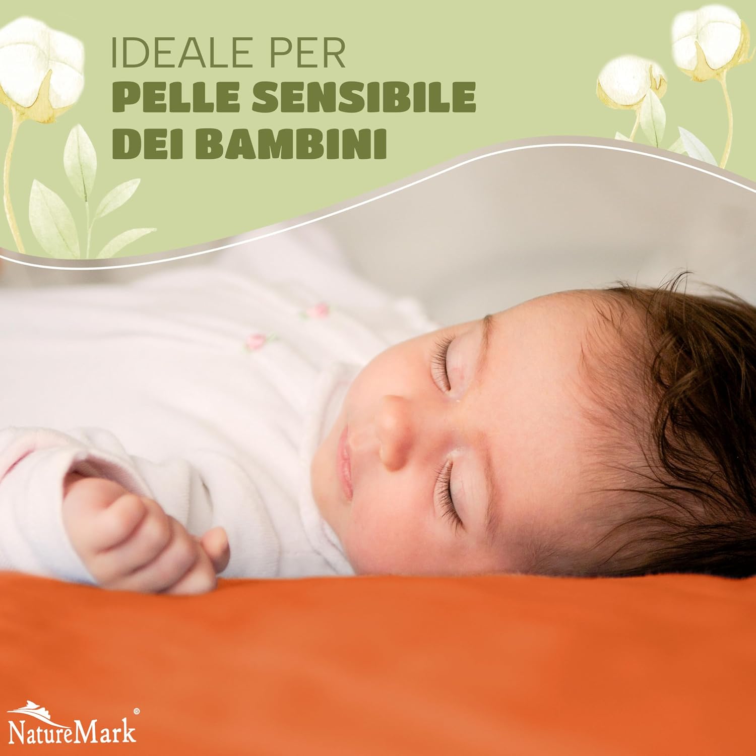 Detalle de NatureMark Lenzuolo con angoli elasticizzati per bambini 70x140 cm – set da 2 in jersey di cotone terracotta