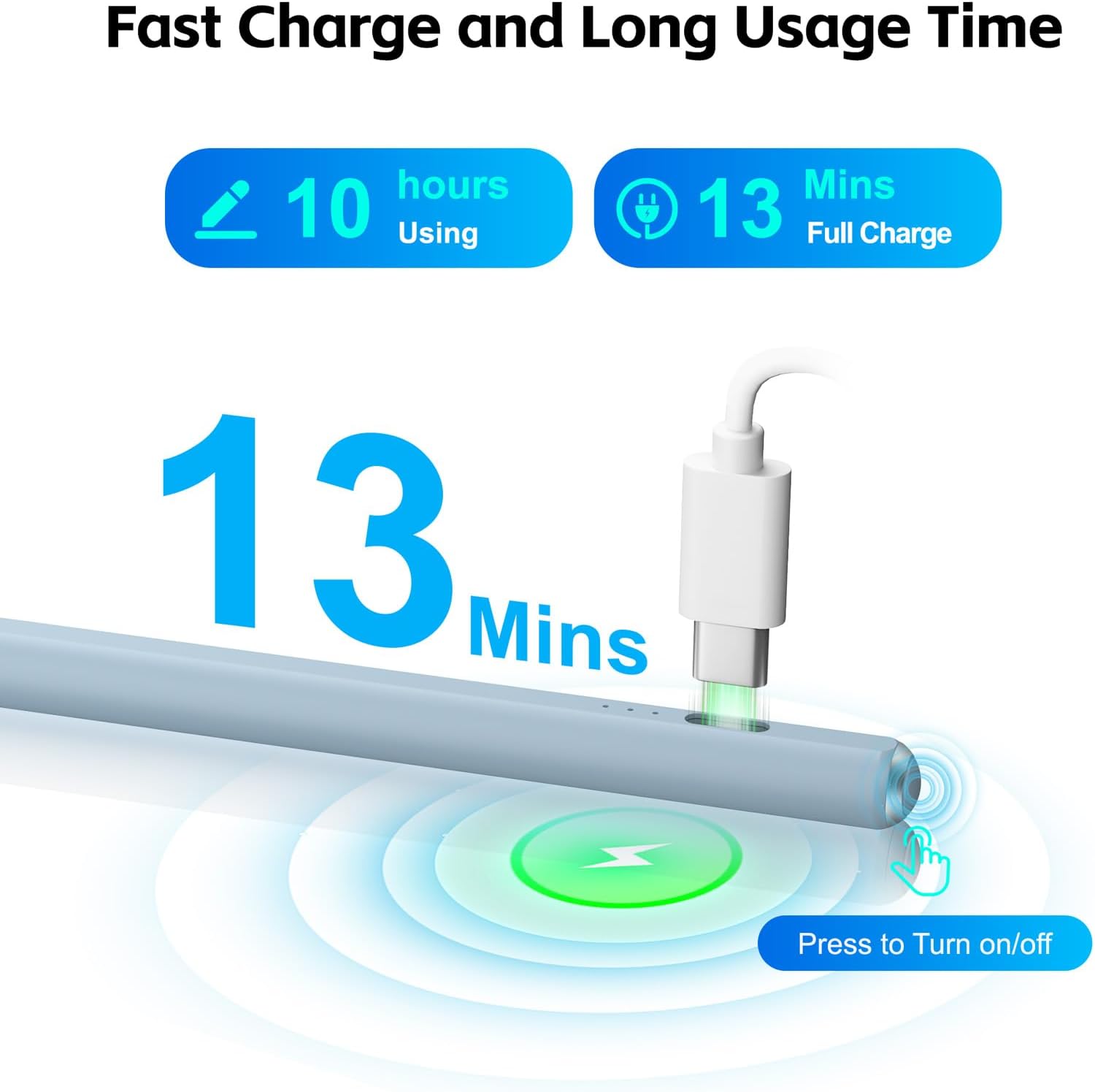 Detalle 2 de Aspaper Stylus Pen for iPad, 13-Minute Fast Charge, Tilt & Palm Rejection