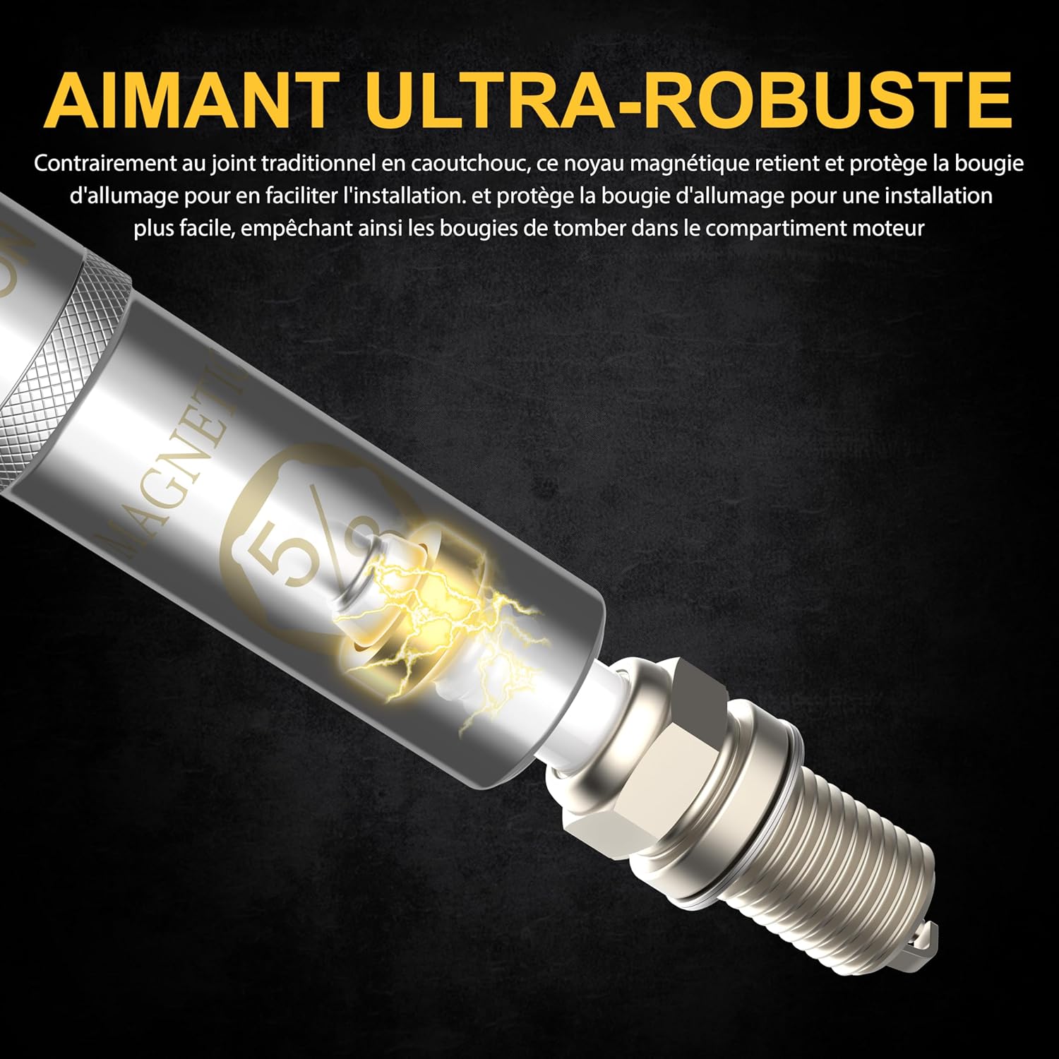 Thumbnail 2 de LEXIVON Clé à Bougie LX-122, Douille 16 mm, Longueur 25 cm – extraction magnétique pivotante pour voitures et motos