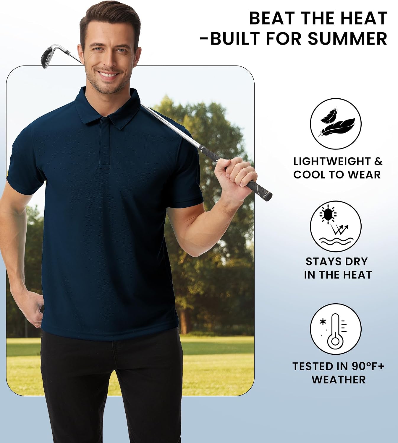 Detalle de V VALANCH Men’s Polo Shirts Short Sleeve Moisture-Wicking Golf Polo with Pocket