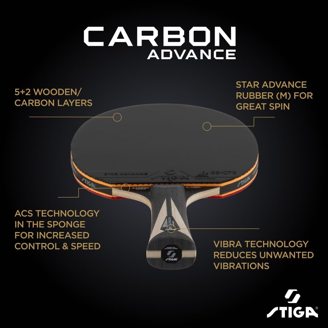 Detalle de STIGA Carbon Advance Table Tennis Bat for controlled power and high spin