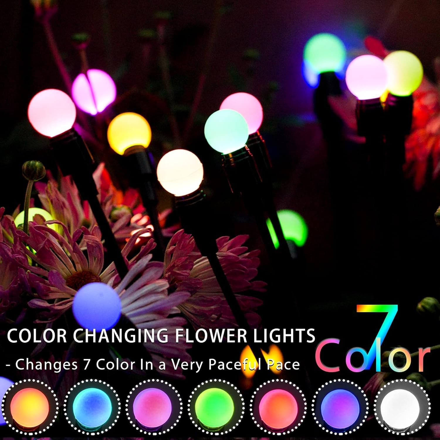 Thumbnail 4 de DooYard Solar Garden Lights 4 Pack: Starburst Swaying RGB Outdoor Lights
