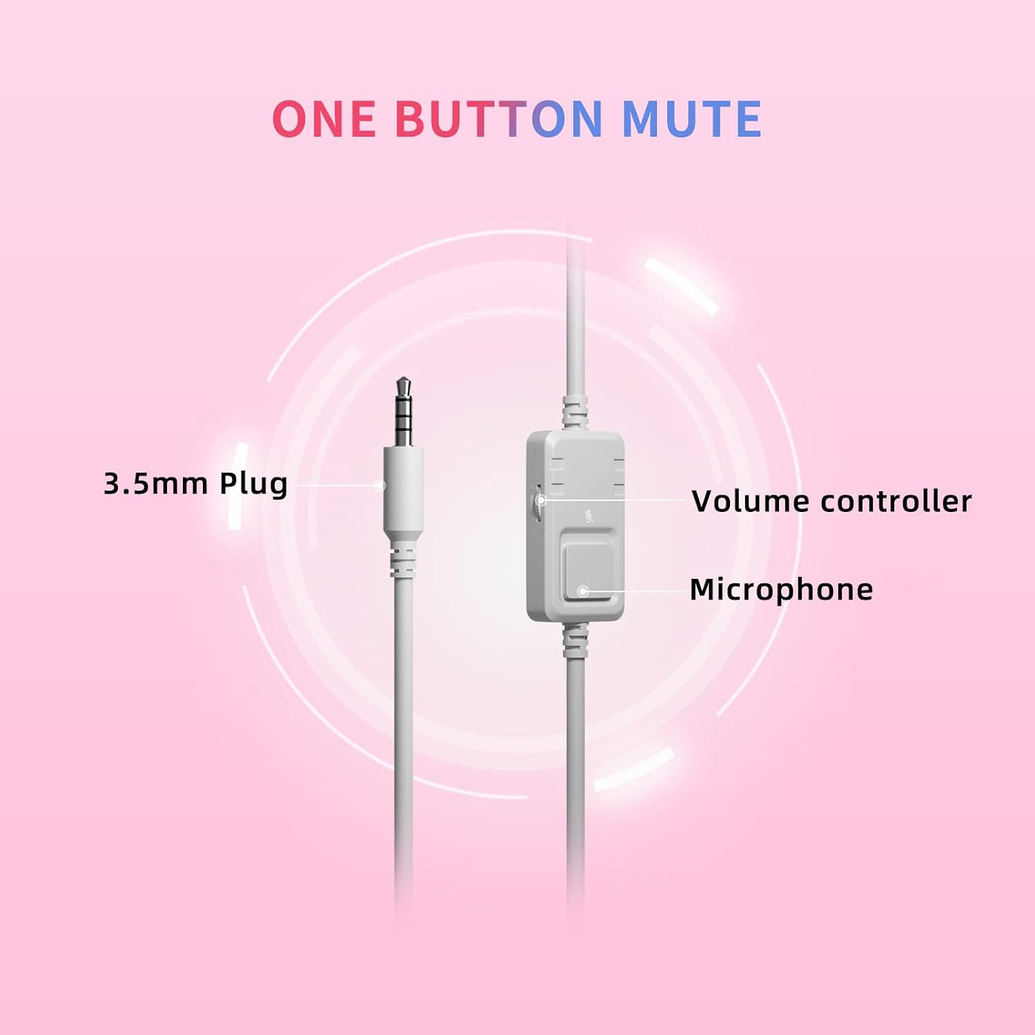 Detalle 2 de Somic G951S Rosa Gaming-Headset mit Mikrofon und Katzenohren (3,5-mm-Kabel)