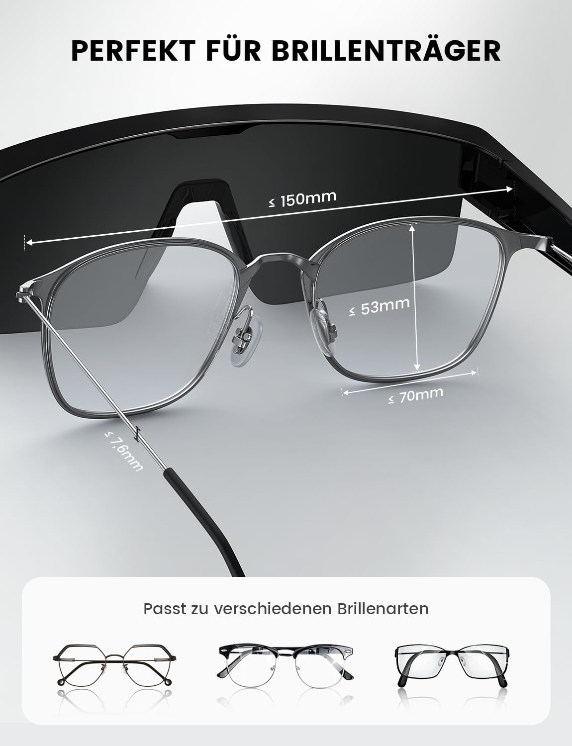 Detalle de Lamicall Überzieh-Sonnenbrille: Polarisierte Überbrille für Brillenträger (TR-90, 25 g)