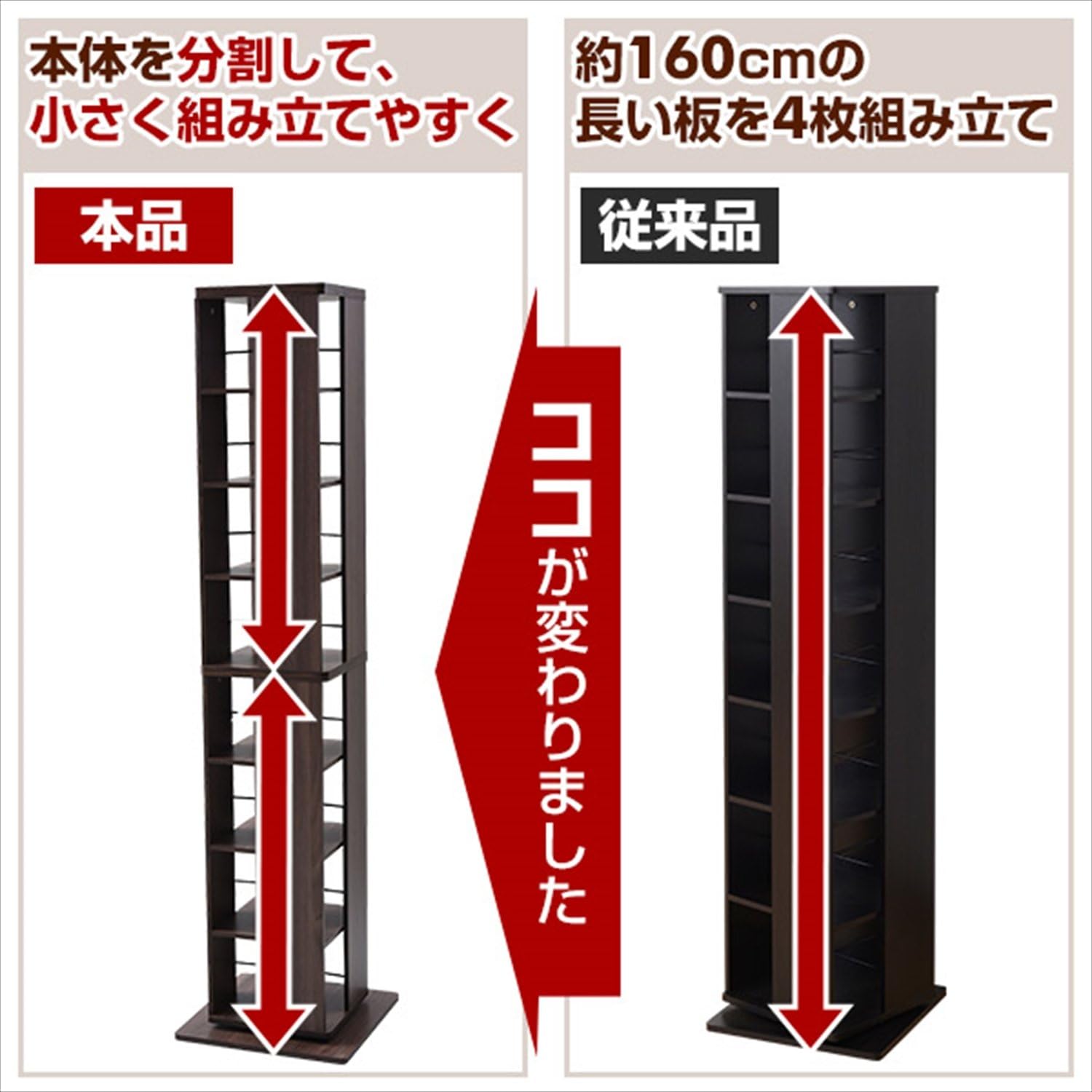Thumbnail 6 de 山善 DSRR-8(WL) 回転本棚 8段 幅45cm ウォルナット コミック・文庫本収納