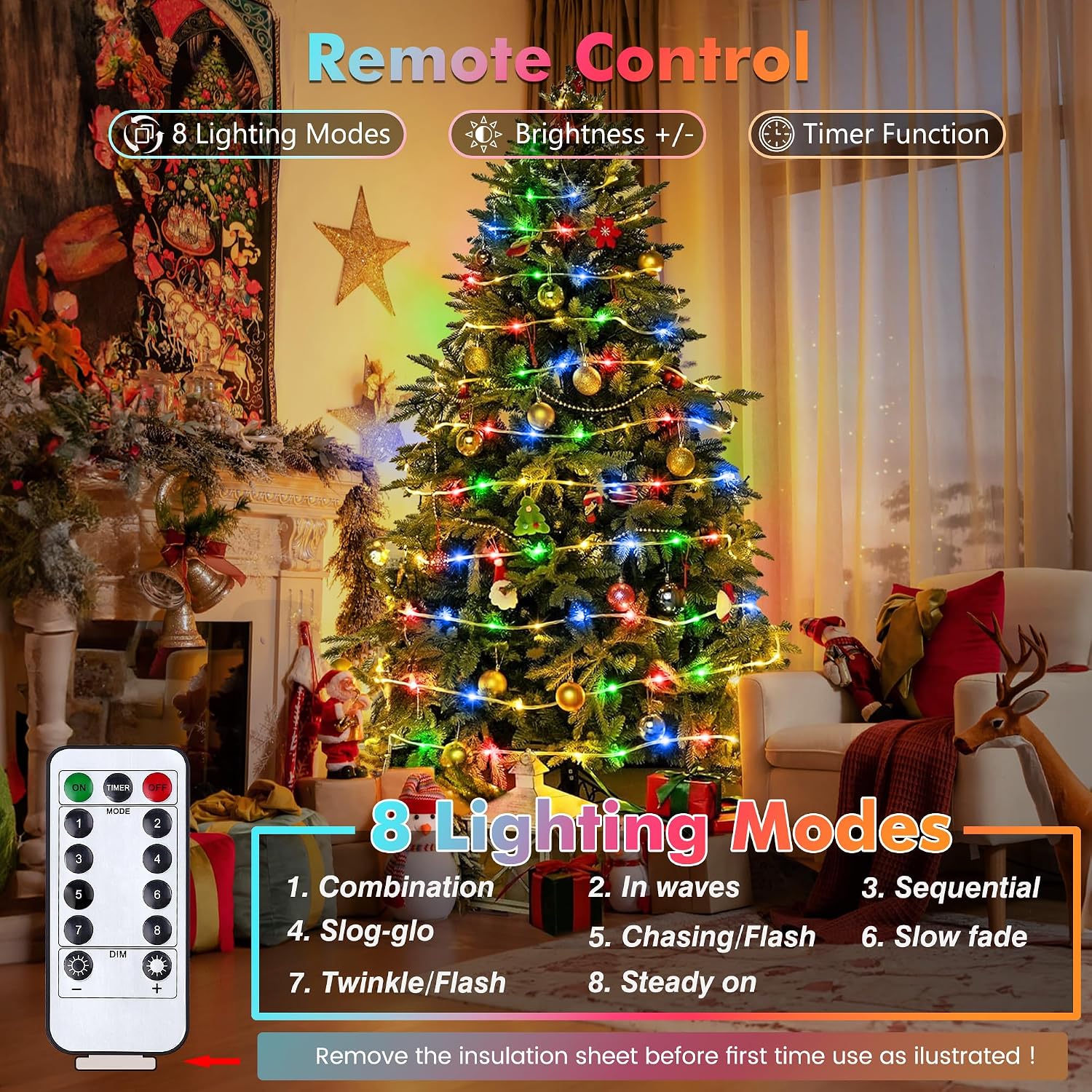 Detalle de Jnaurb Battery-Operated Rope Lights, 33 ft