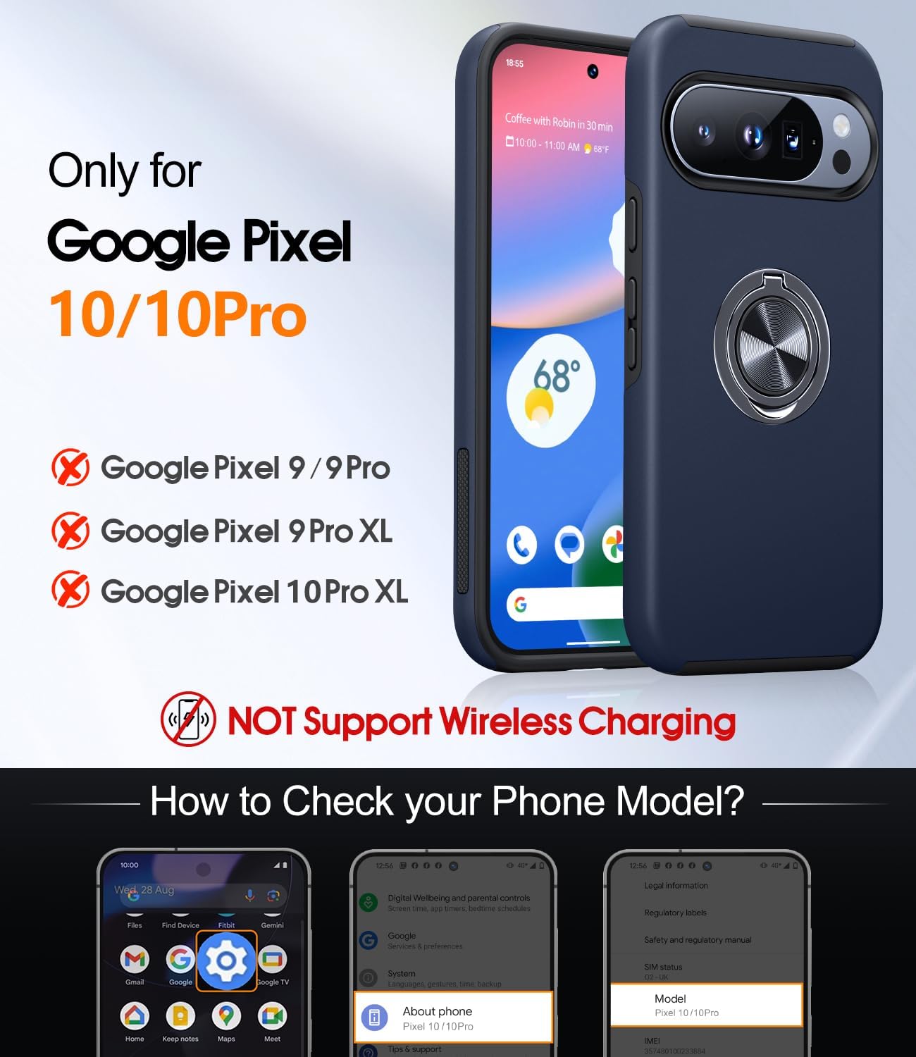 Detalle 2 de AOUIA Pixel 10 Pro case with 2 pack