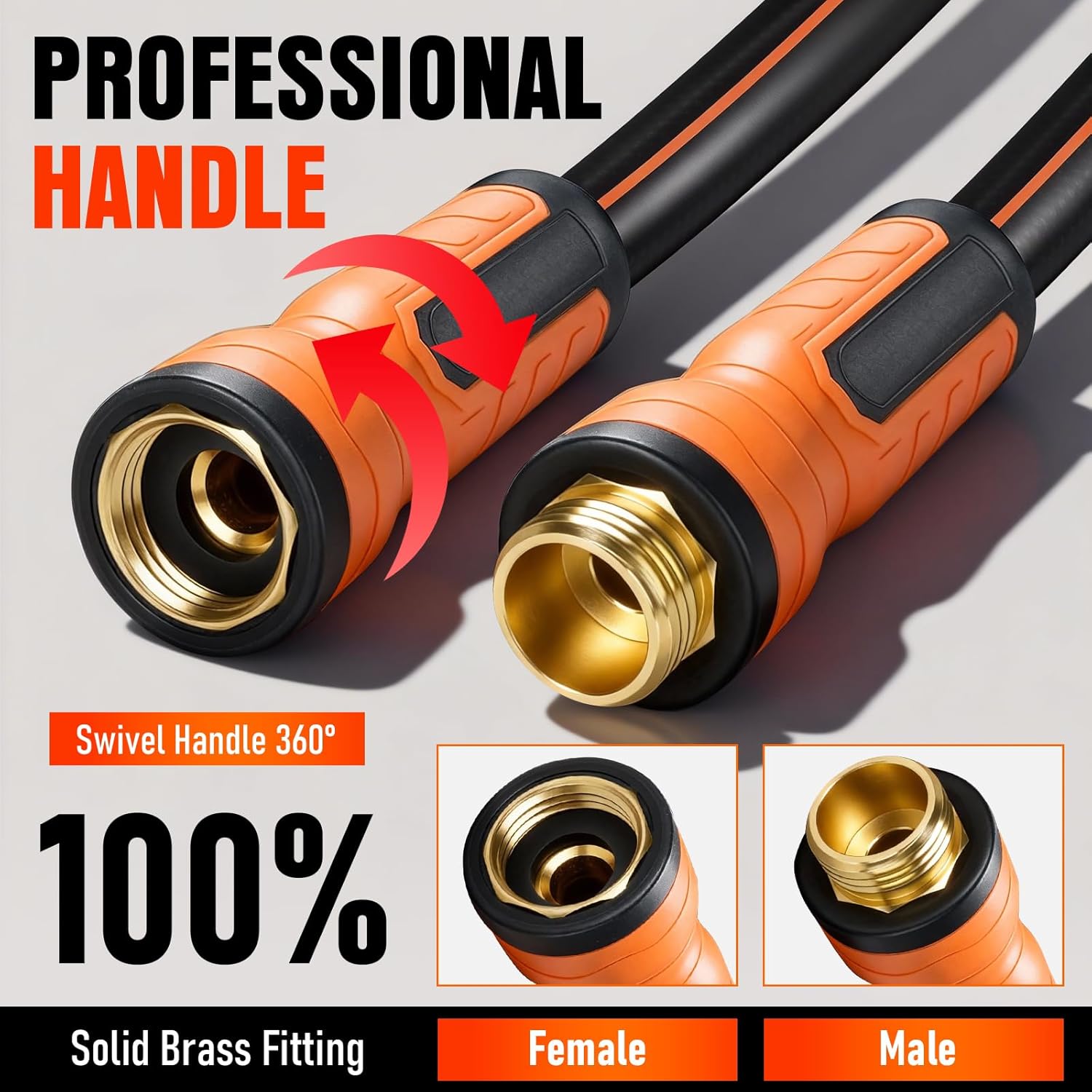Detalle 2 de EOOIO 25 ft x 5/8-Inch Garden Hose, Lightweight Hybrid with Male-to-Female Fittings