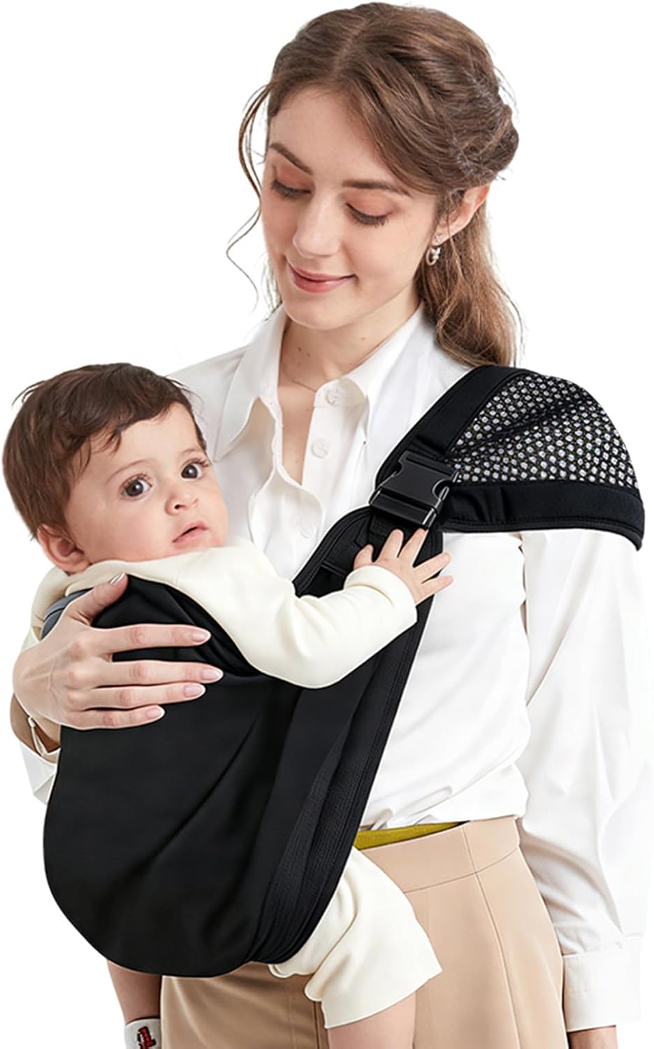 Detalle de Mumgaroo Fascia Porta Bebe: fascia neonata ergonomica con cintura di supporto integrata