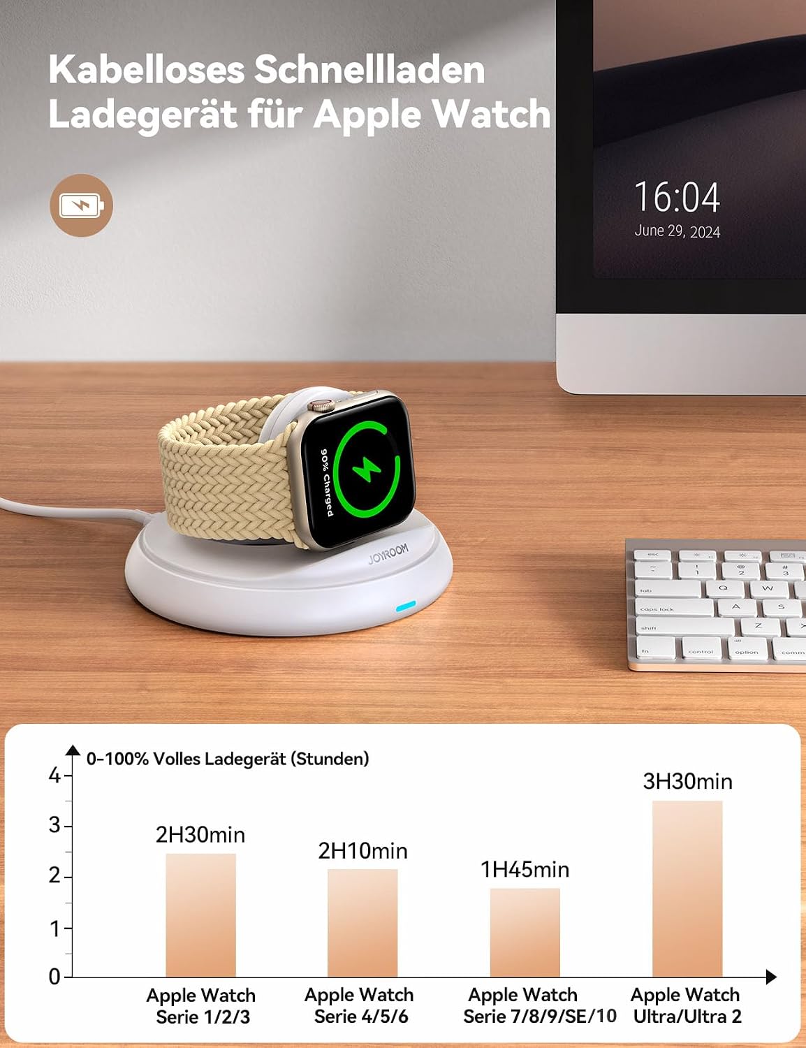 Detalle de JOYROOM Kabellose Apple Watch Ladestation mit magnetischem Ladegerät – S11