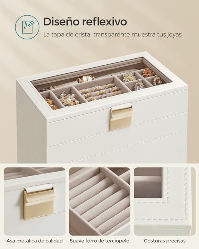 Thumbnail 4 de SONGMICS Caja Joyero Apilable de 6 Capas con Tapa de Cristal Transparente