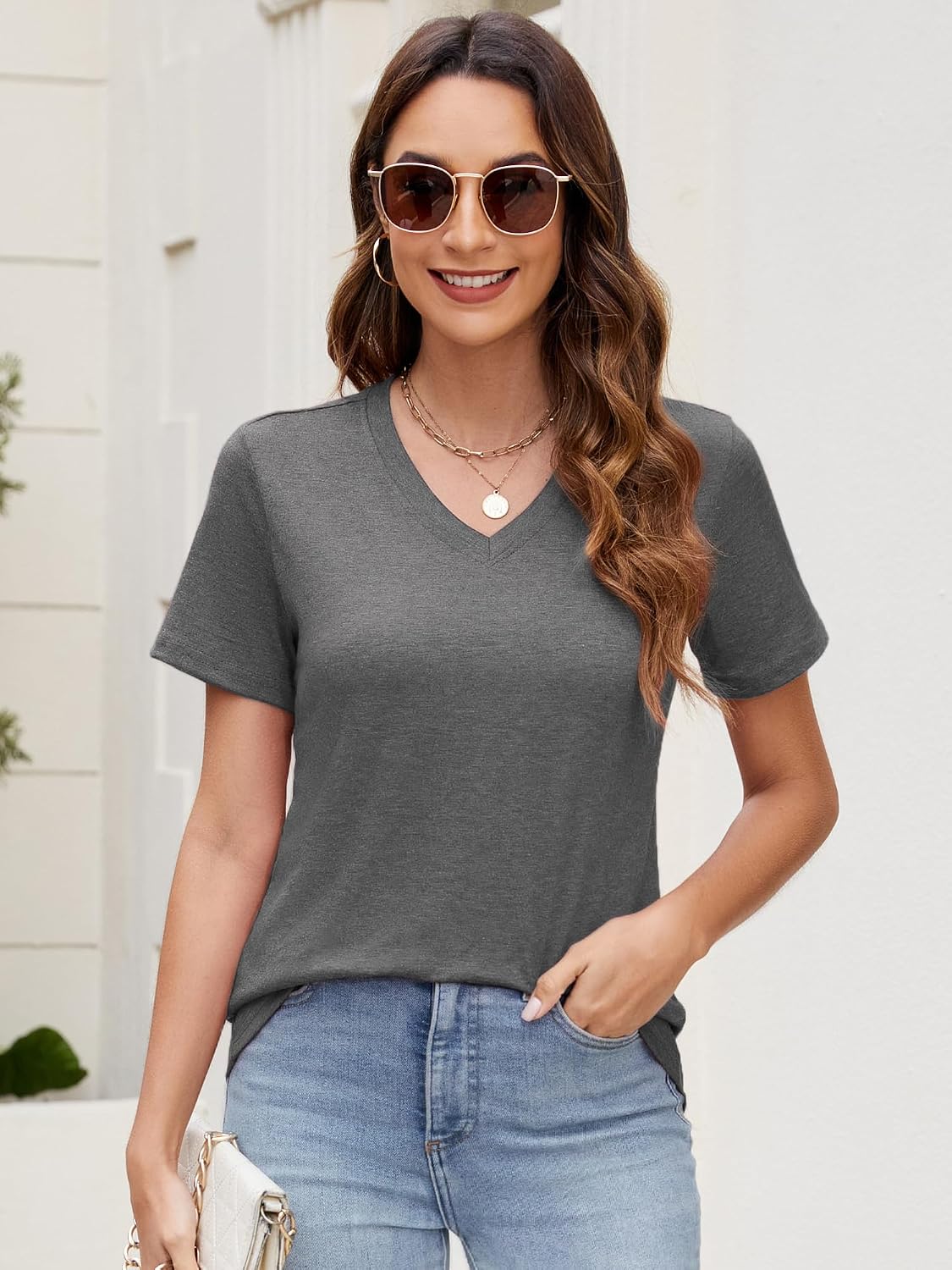 Detalle 1 de YGOODM Ygoodm T-Shirt V-Ausschnitt 3er Pack