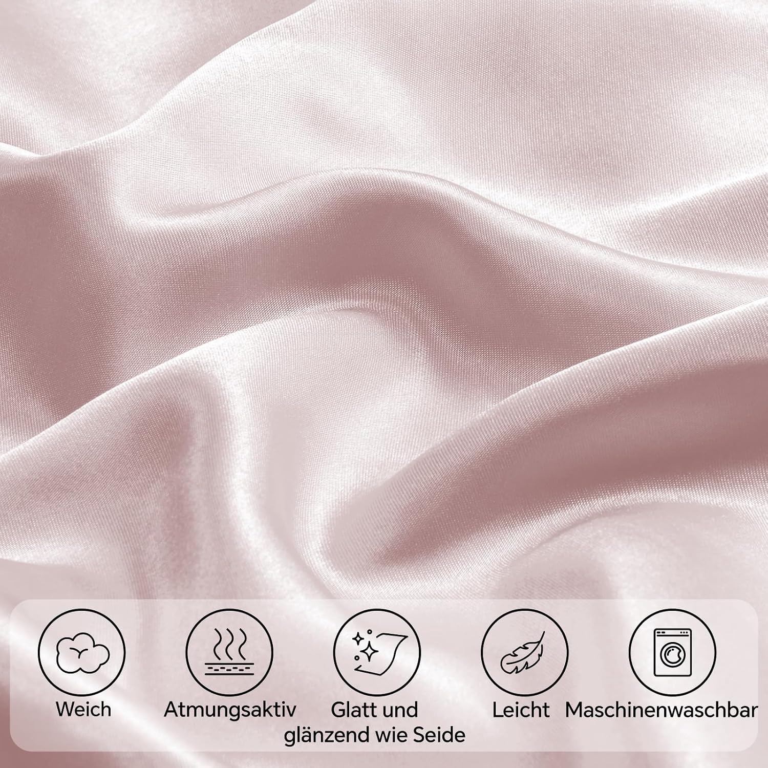 Detalle de BEDELITE Satin Kissenbezug 40x60 Altrosa – Kopfkissenbezug 2er Set