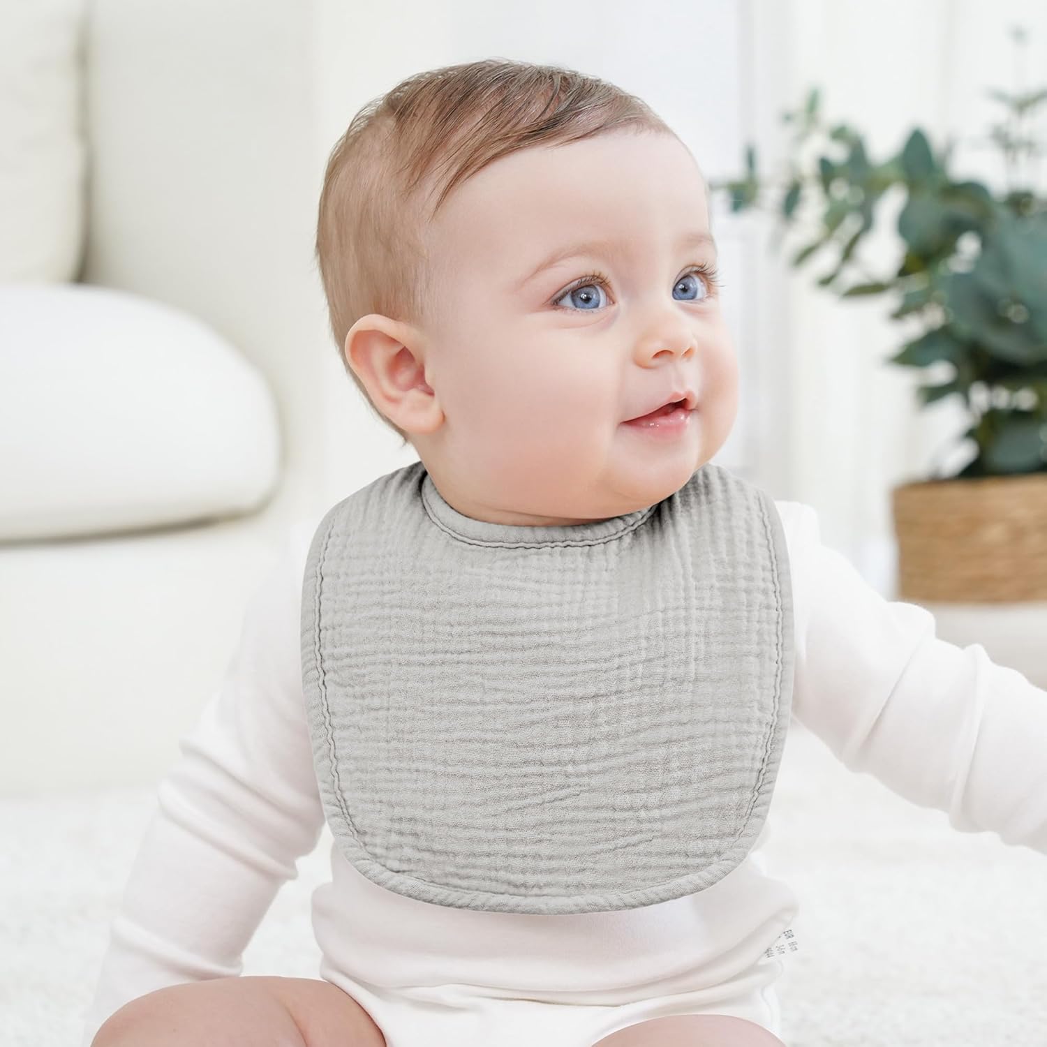 Thumbnail 3 de Bearmoss Muslin Baby Dribble Bibs (100% Cotton) – 8 Pack Adjustable Bandana Drool Bibs