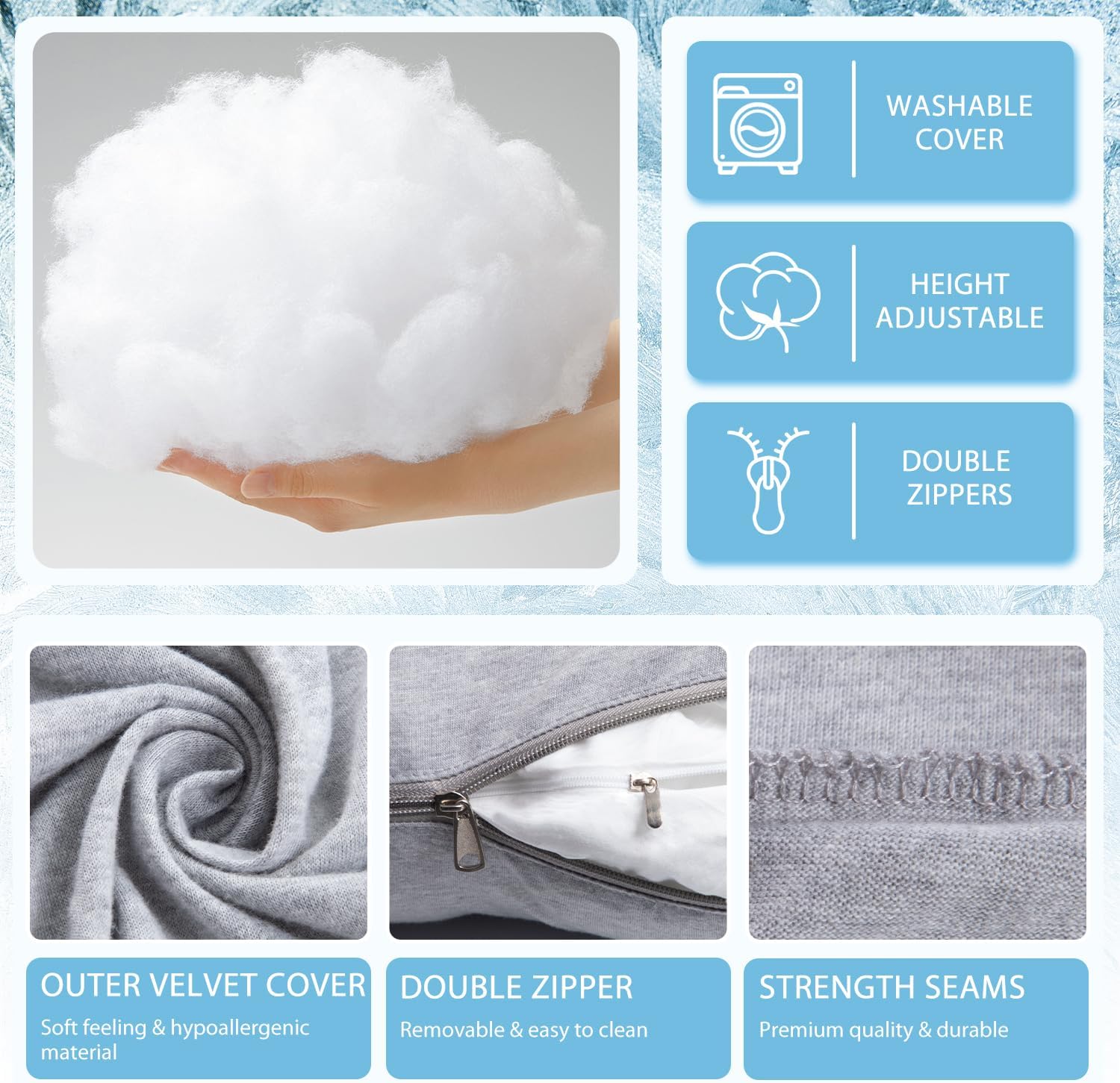 Thumbnail 5 de Chilling Home J-Shaped Pregnancy Pillow (150x70cm) in Grey with Cooling Removable Cover