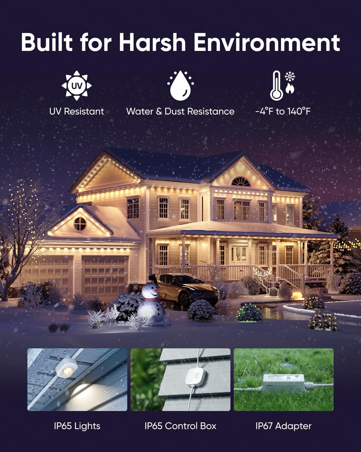 Detalle 2 de eufy T8L02 E22 Permanent Outdoor Lights, 100 ft RGBWW with 60 Triple LEDs