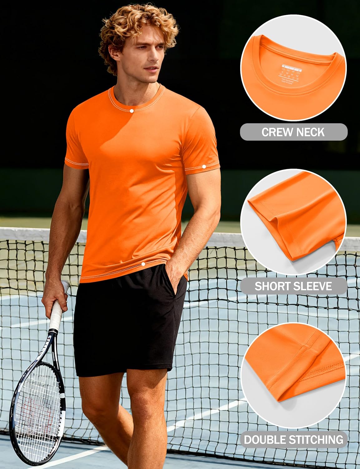Detalle de KEFITEVD UV Shirt Herren Sportshirt Kurzarm – schnelltrocknend und atmungsaktiv mit UPF 50+