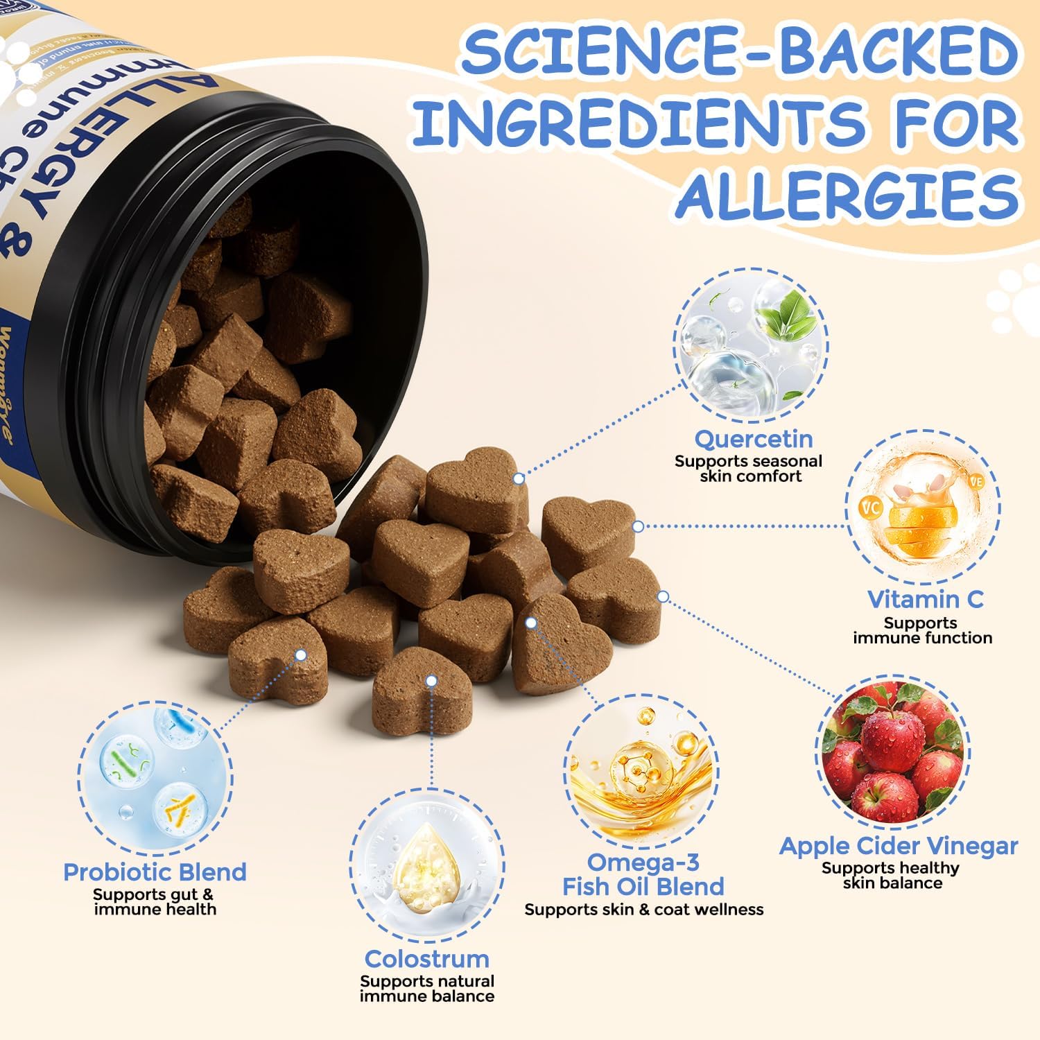 Detalle de Wonmore Dog Allergy Chews, 200 Soft Chews