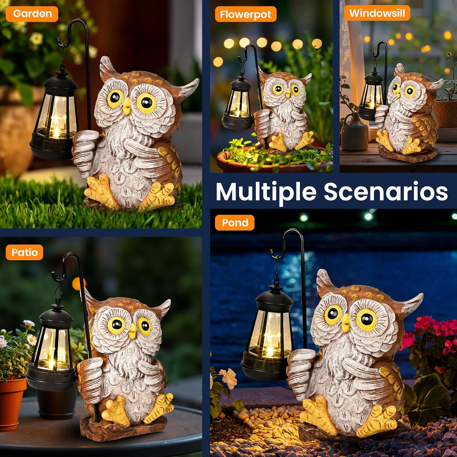 Thumbnail 5 de GIGALUMI Solar Garden Statues Owl Figurine Lights