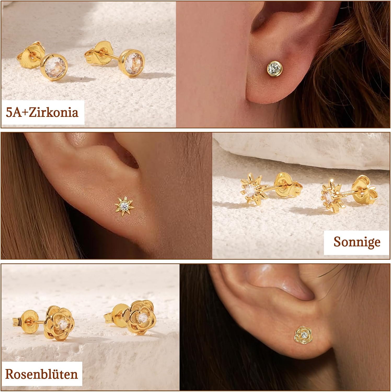 Thumbnail 4 de Jagosen Ohrstecker-Set mit Zirkonia, 3 Paar