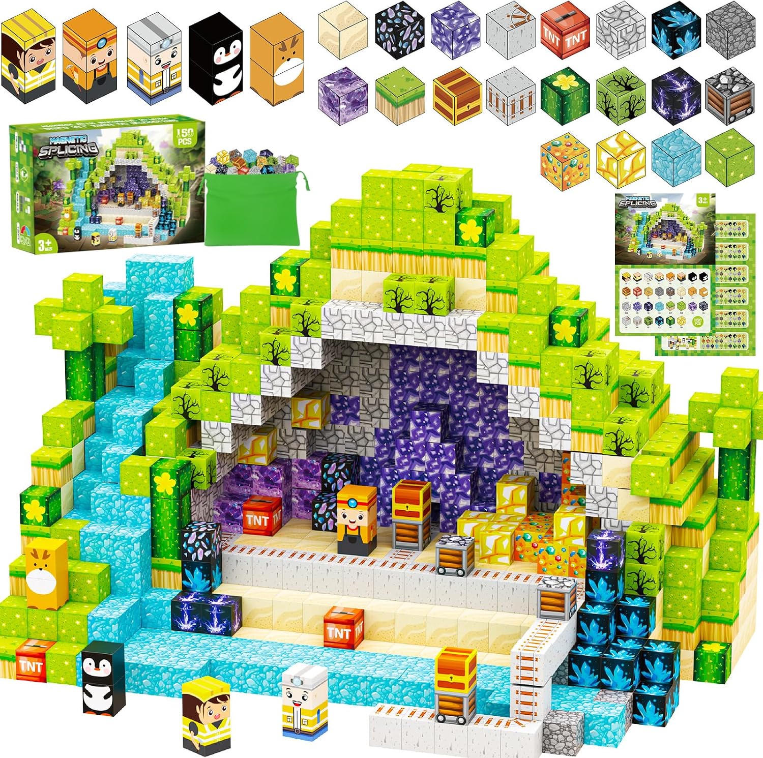 Thumbnail 6 de Zhmenge 162 magnetische Bausteine Set fĂŒr Kinder đ§©