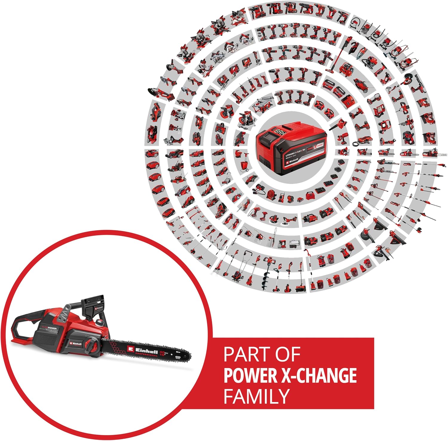 Detalle de Einhell GP-LC 36/40 Li BL Solo: sega a catena a batteria Power X-Change senza batteria (38 cm)