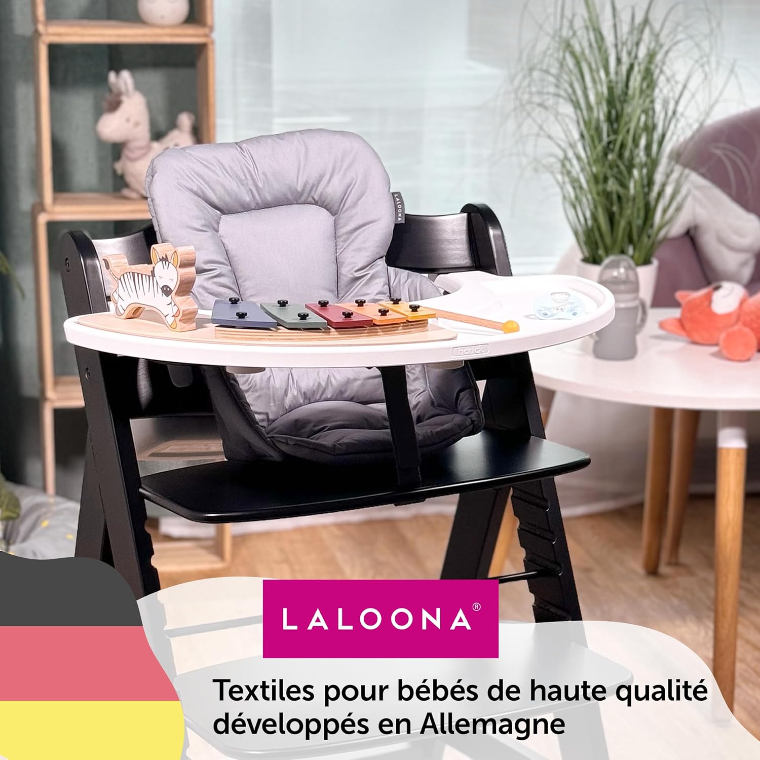 Thumbnail 6 de LaLoona réducteur pour chaise haute bébé Hauck Alpha et Beta (coussin d’assise gris)