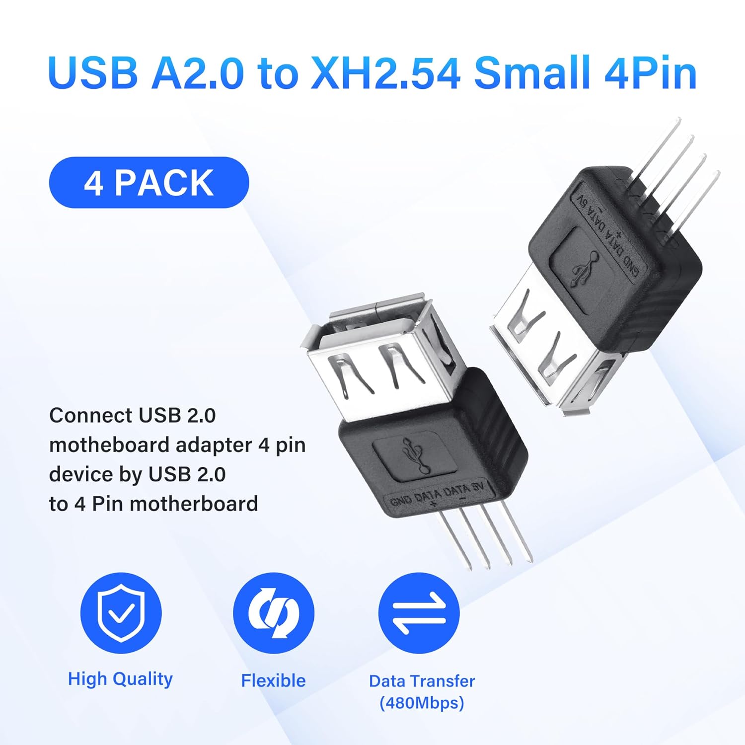 Thumbnail 5 de SinLoon USB A to 4-Pin Replacement Connector (USB-F-S) – Silver-Plated Contacts, 5V DIY Repair Kit