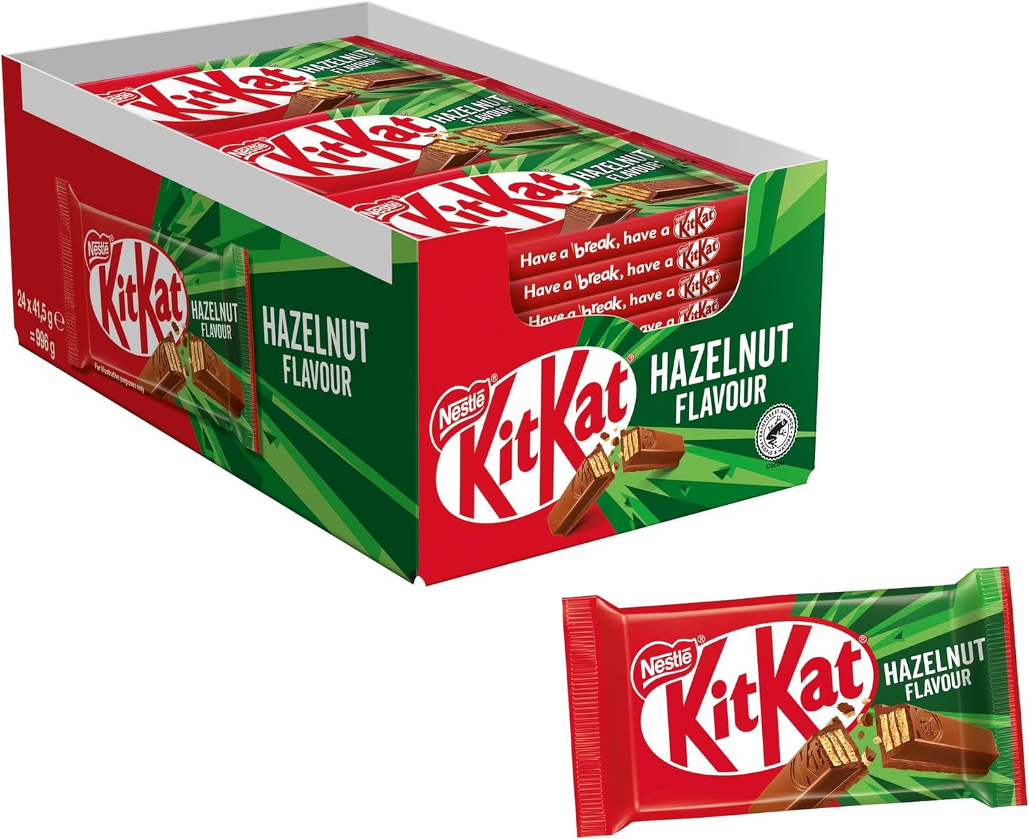 Thumbnail 6 de KitKat Hazelnut Wafer ricoperto di Cioccolato al Latte - 24 snack da 41,5 g (996 g)