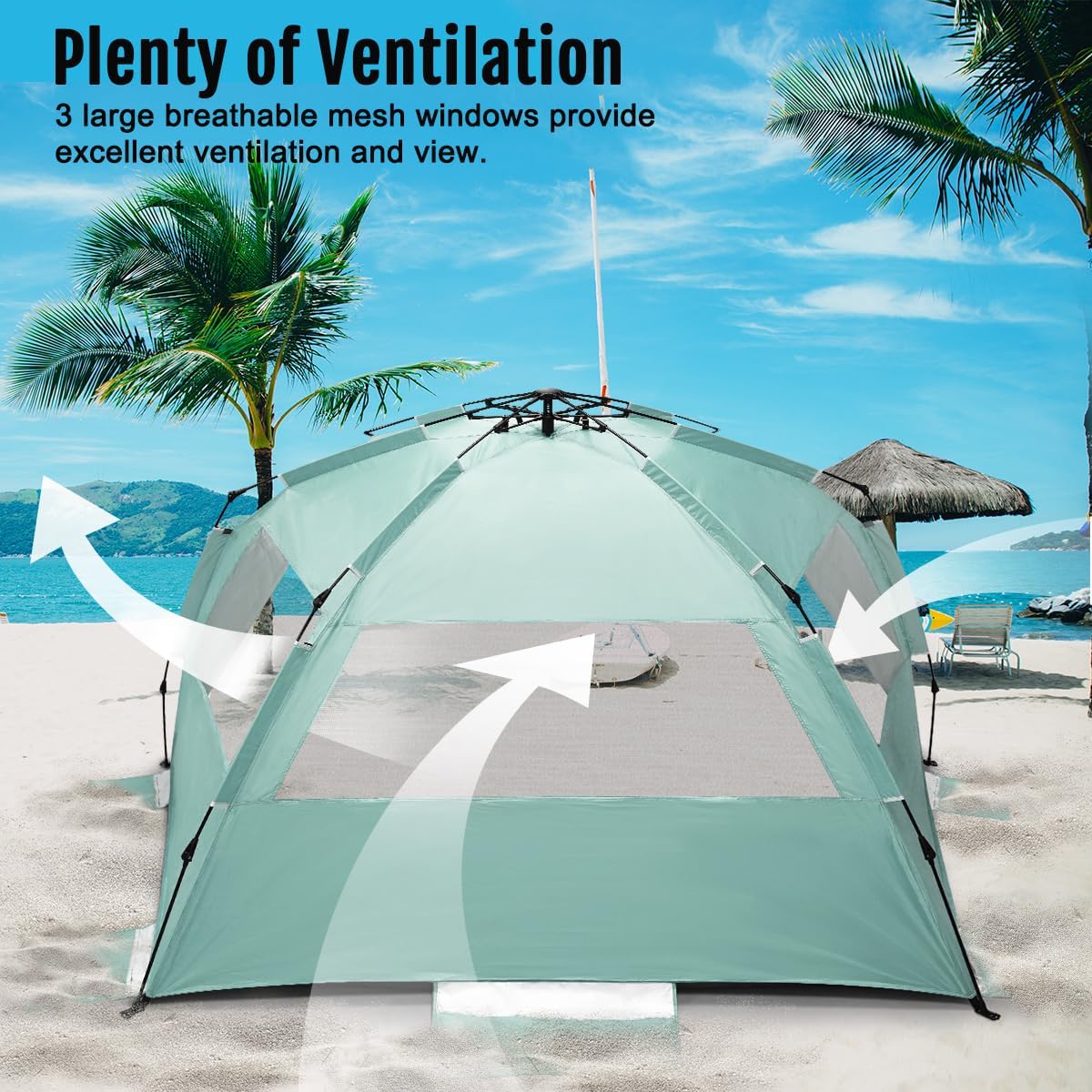 Thumbnail 3 de WhiteFang Deluxe Pop Up Beach Tent: UV-Protection Shelter for 3–6 People